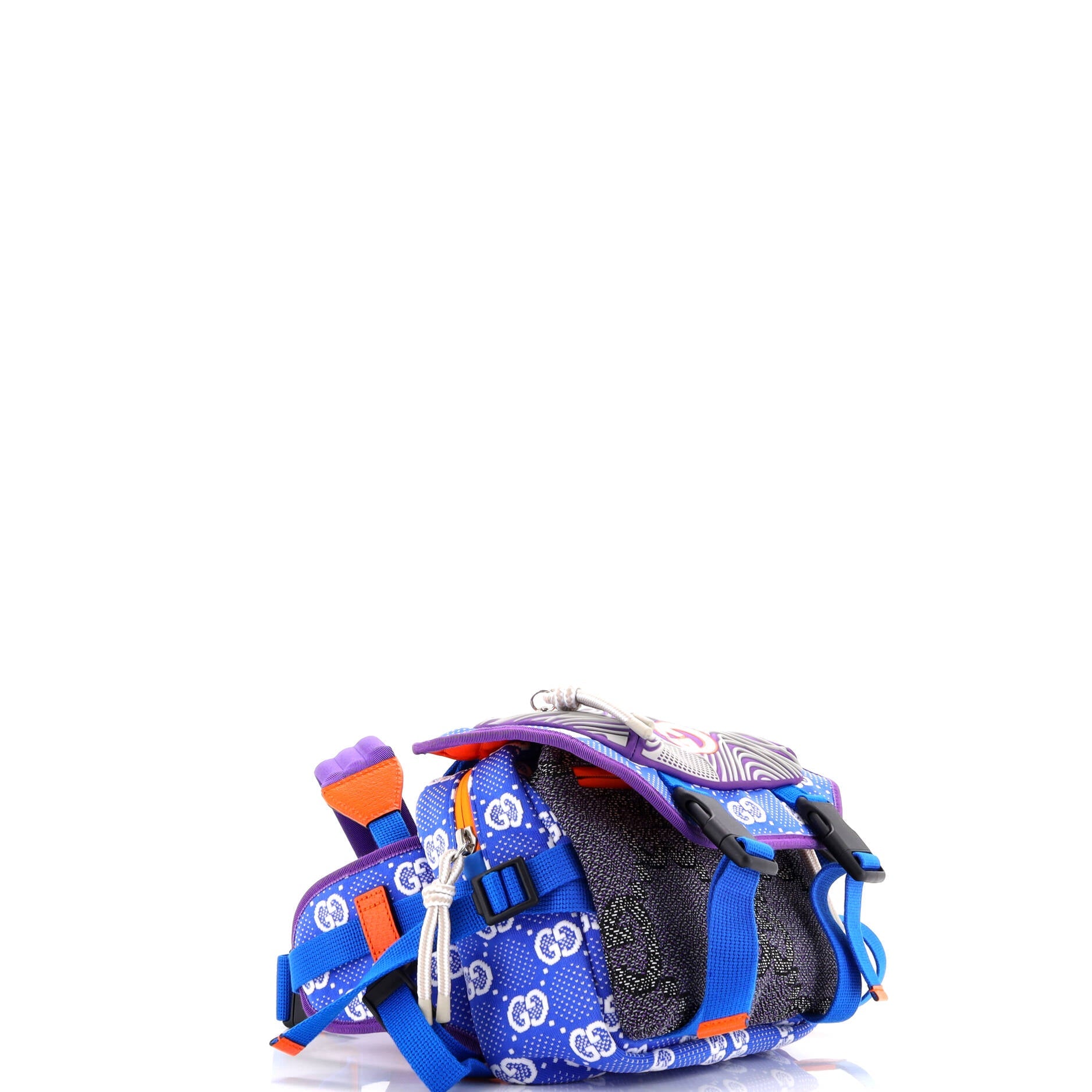 Gucci Buckle Flap Chest Strap Backpack GG Fabric with Rubber