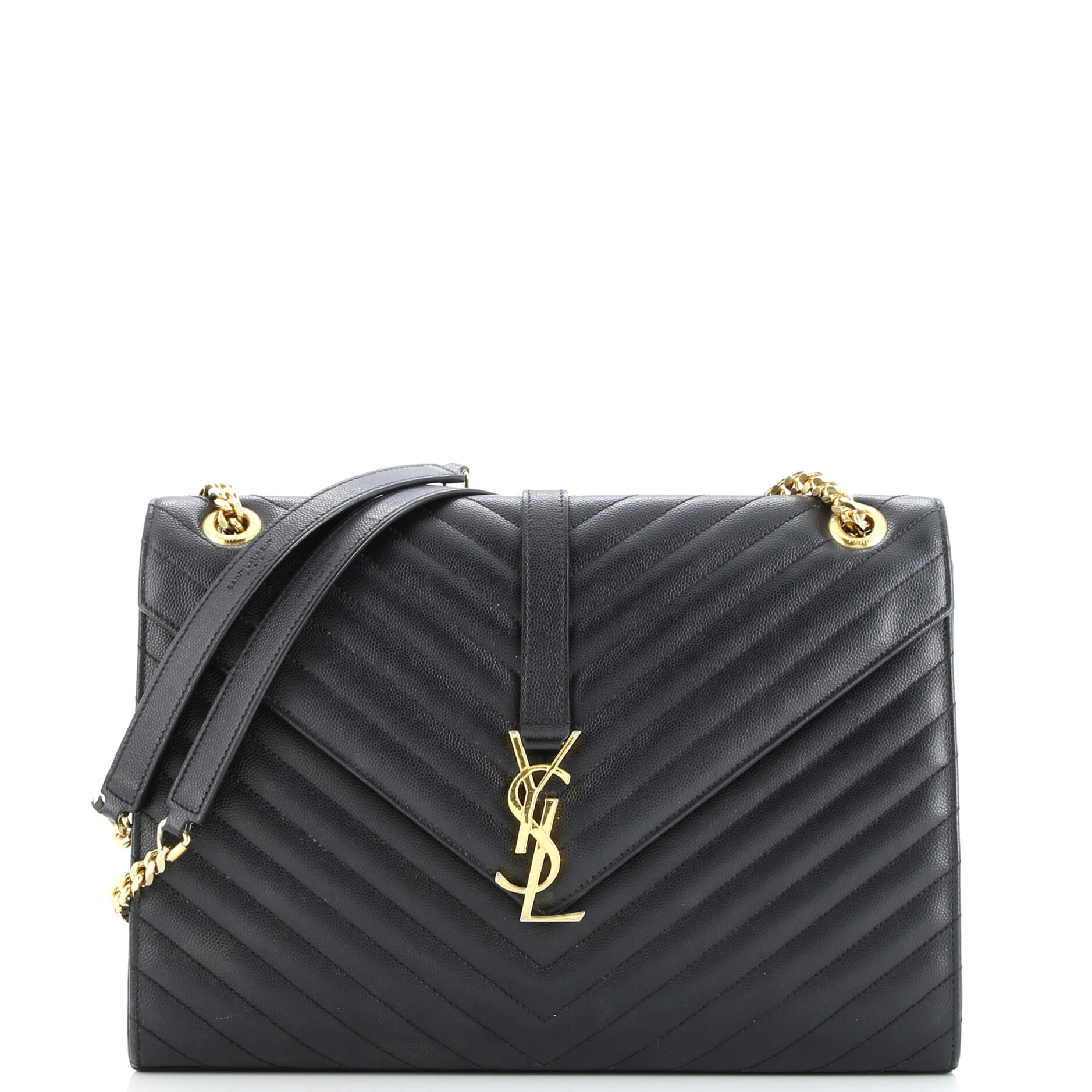 Saint Laurent Classic Monogram Envelope Satchel Matelasse Chevron Leather Large