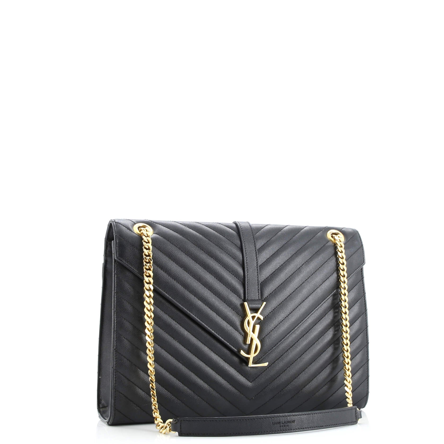 Saint Laurent Classic Monogram Envelope Satchel Matelasse Chevron Leather Large