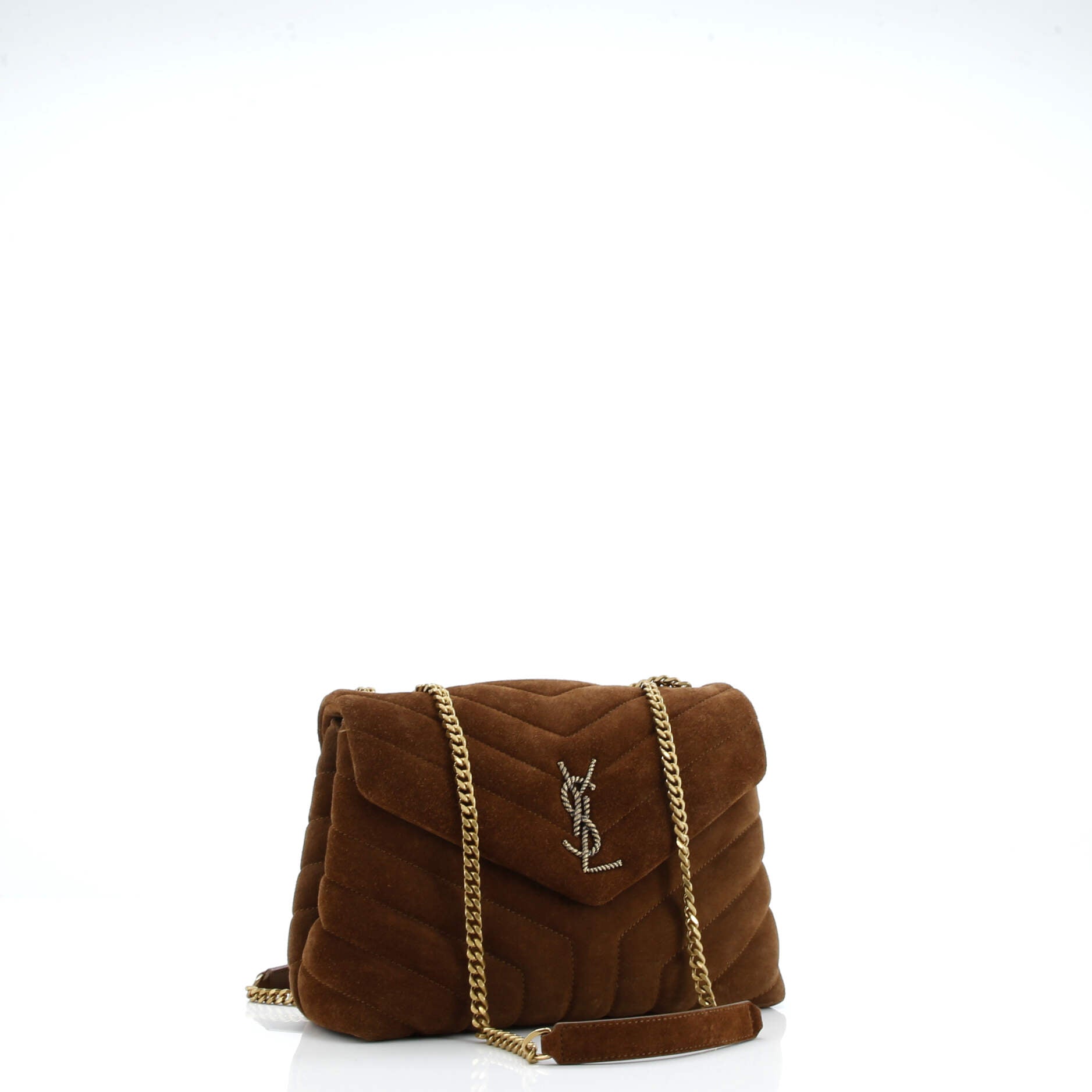 Saint Laurent Loulou Shoulder Bag Matelasse Chevron Suede Small