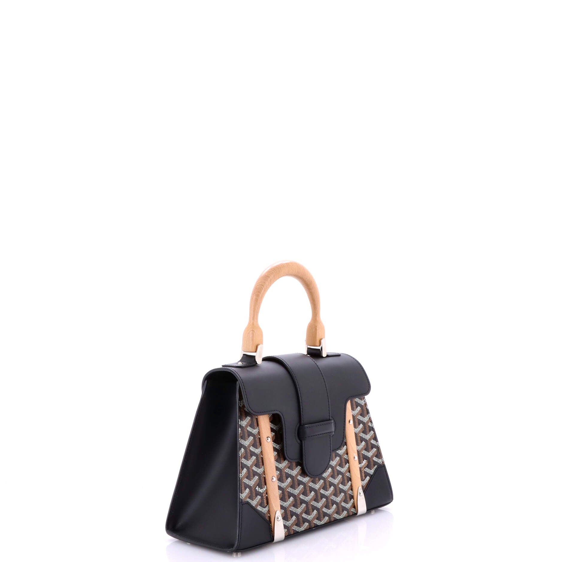 Goyard Saigon Top Handle Bag Coated Canvas with Leather PM