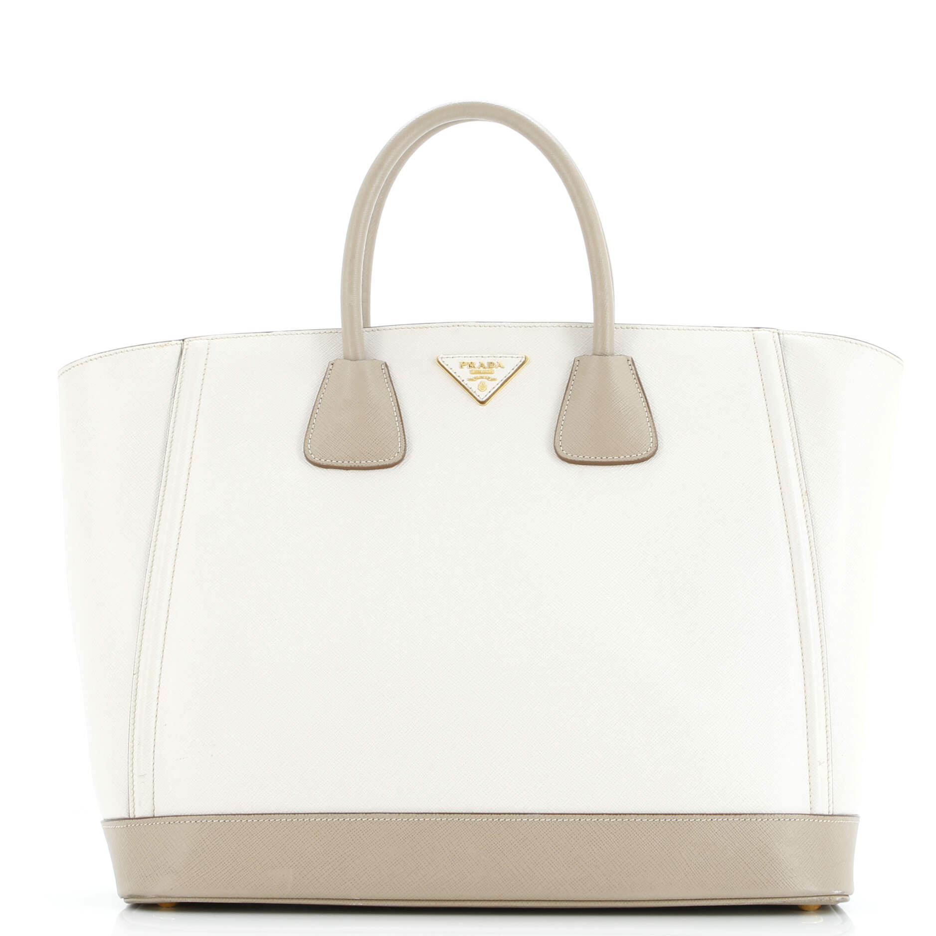 Prada Bicolor Open Tote Saffiano Leather Medium