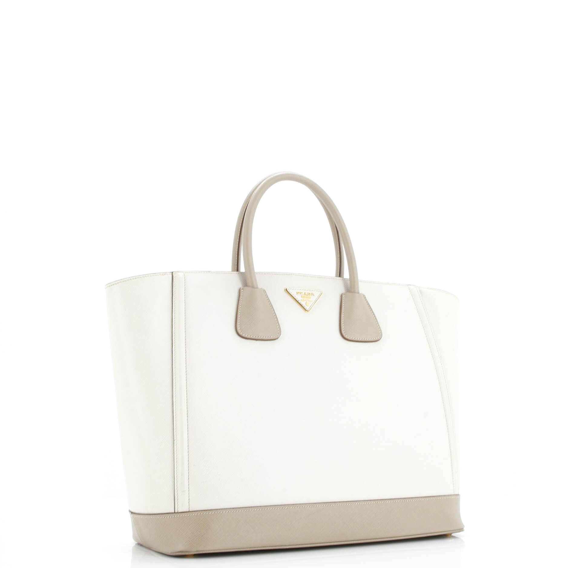 Prada Bicolor Open Tote Saffiano Leather Medium