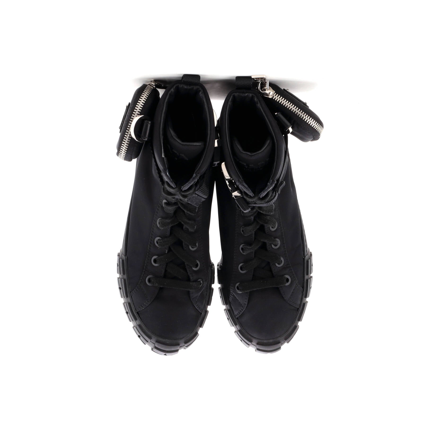 Prada Wheel Cassetta Zip Pouch High-Top Sneakers Re-Nylon