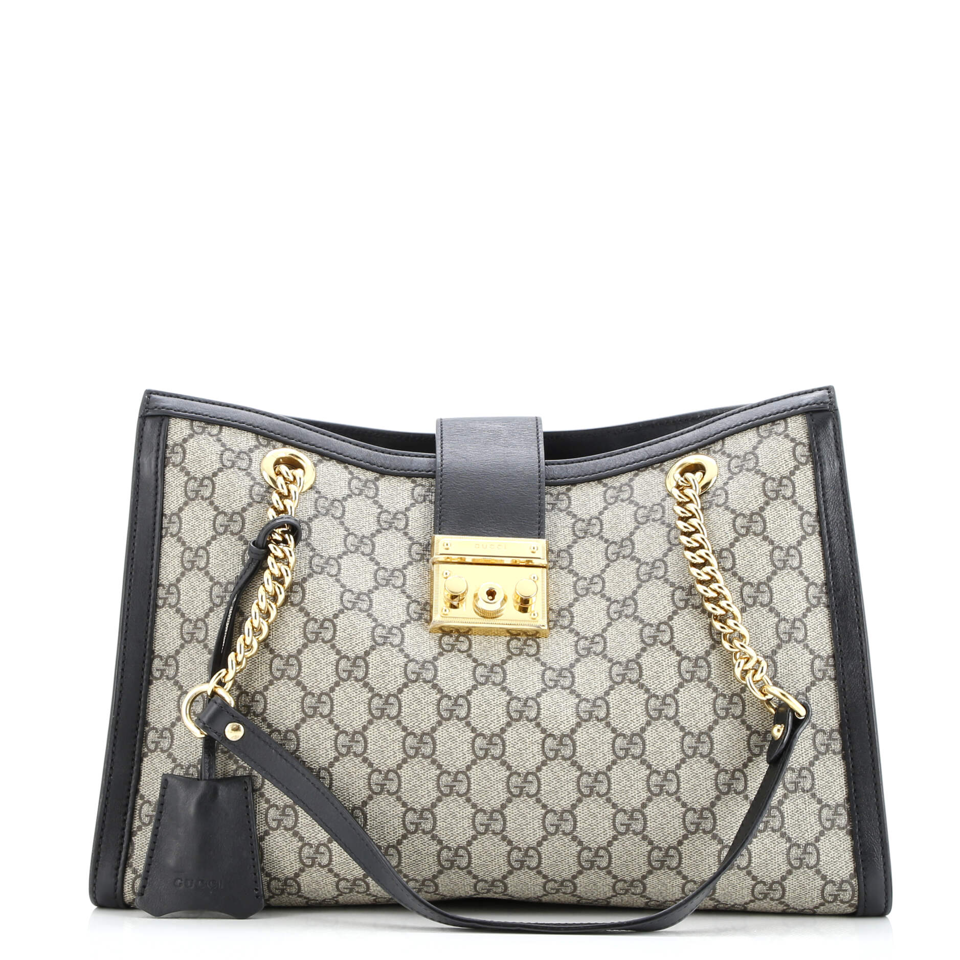 Gucci Padlock Chain Tote GG Coated Canvas with Leather Medium