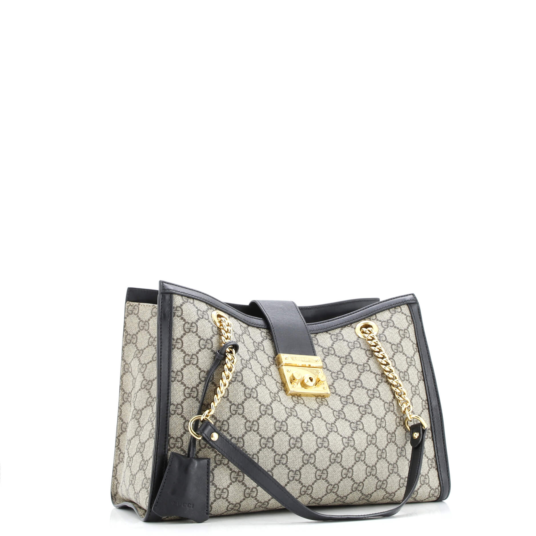 Gucci Padlock Chain Tote GG Coated Canvas with Leather Medium