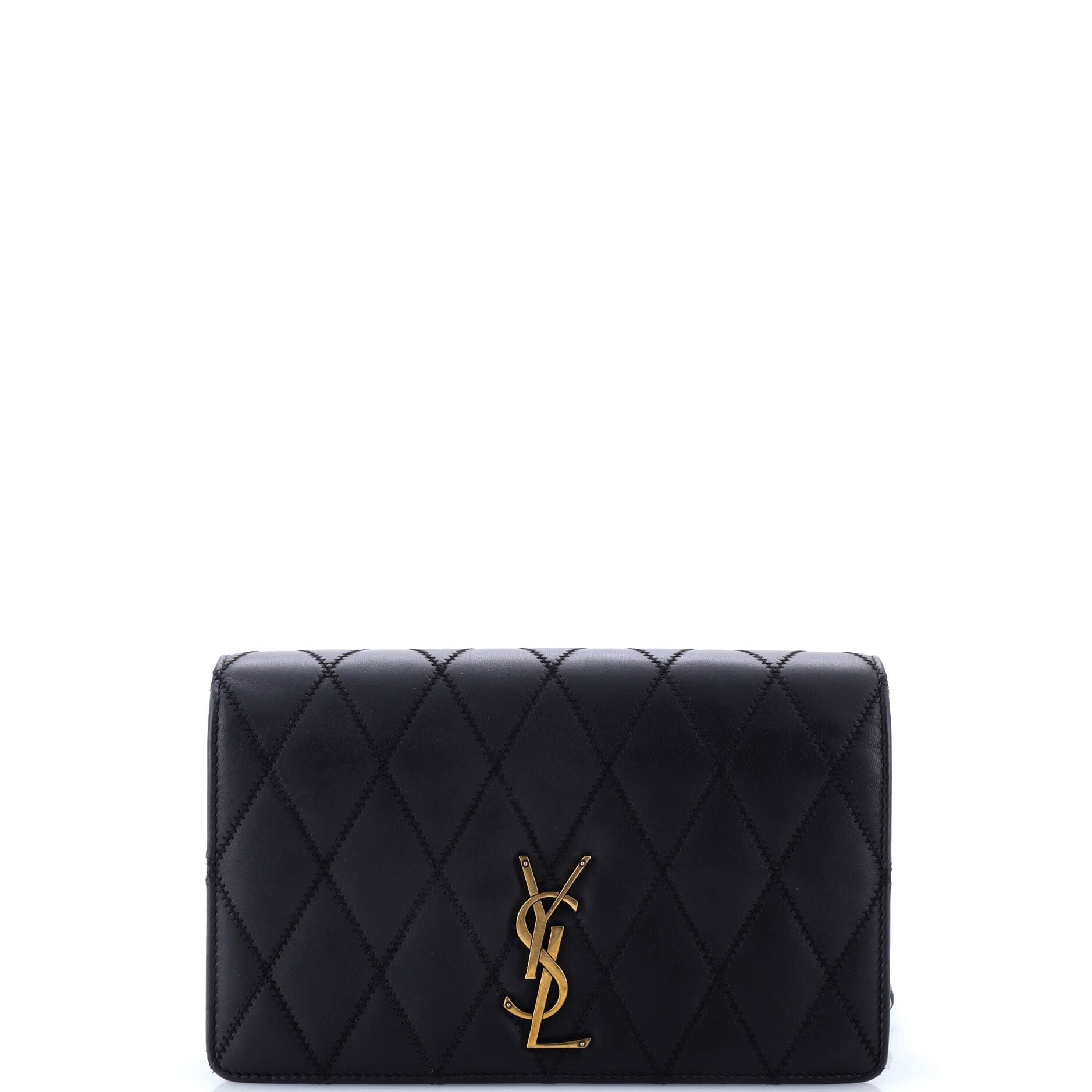 Saint Laurent Angie Chain Shoulder Bag Quilted Leather Small