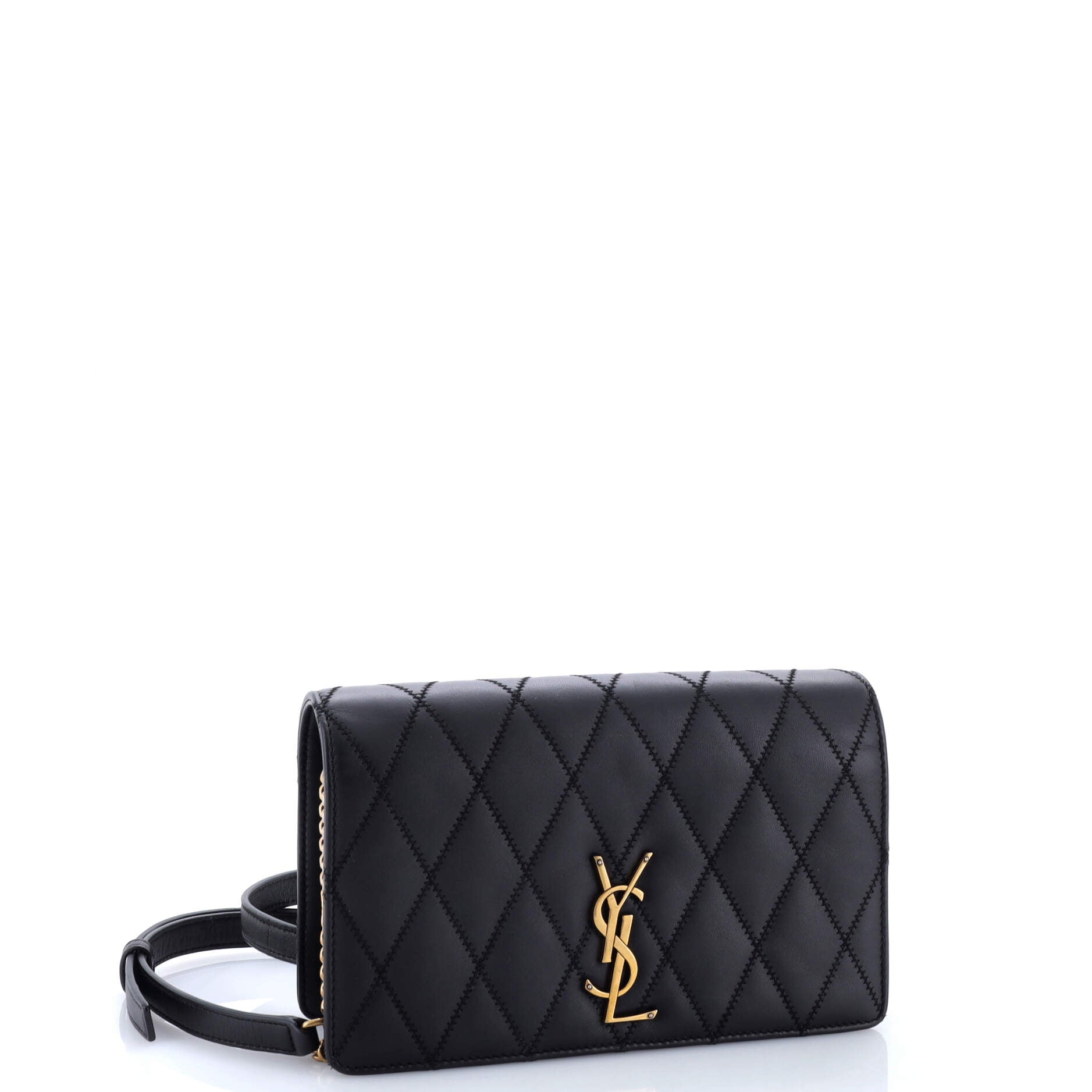Saint Laurent Angie Chain Shoulder Bag Quilted Leather Small