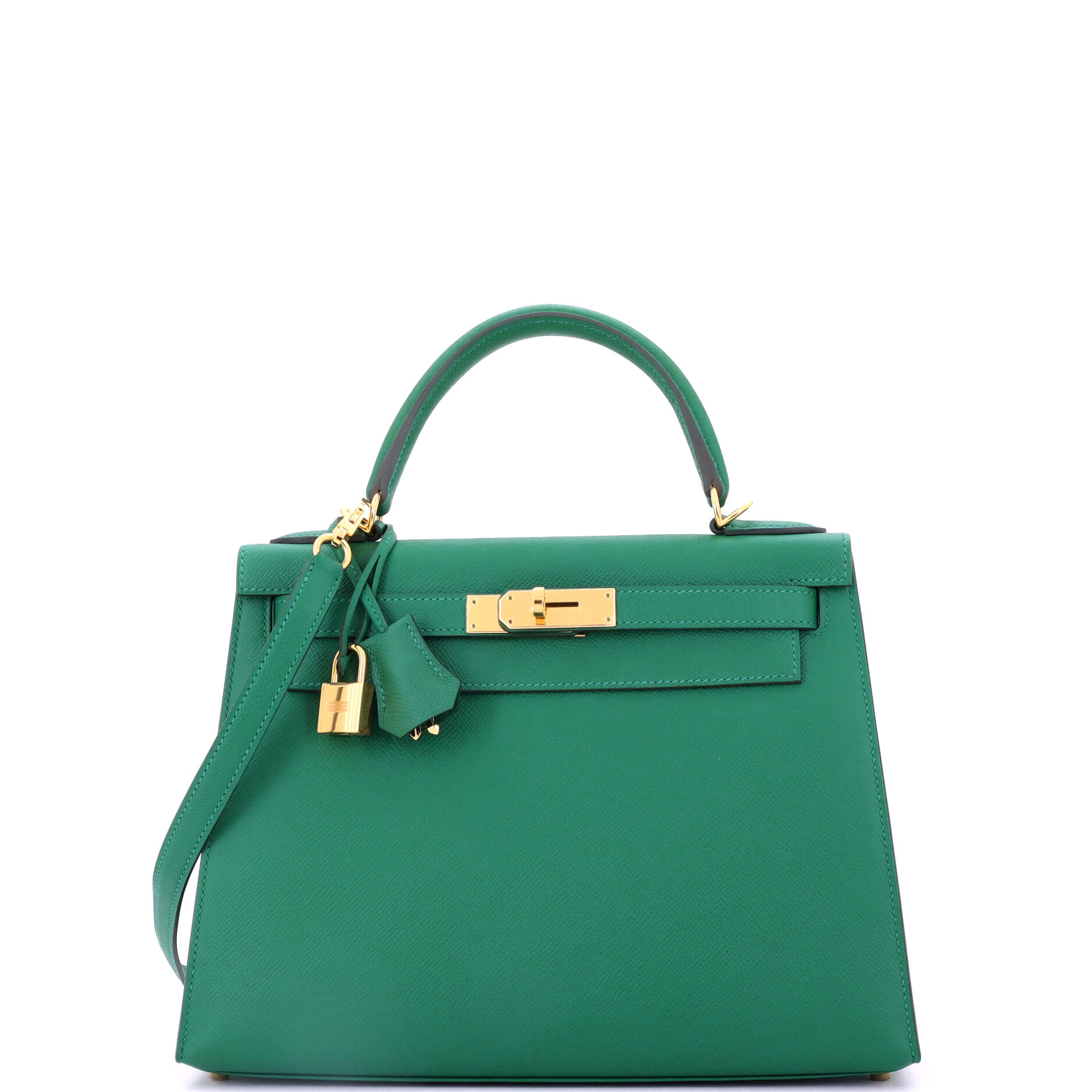 Hermes Kelly Handbag Green Epsom with Gold Hardware 28
