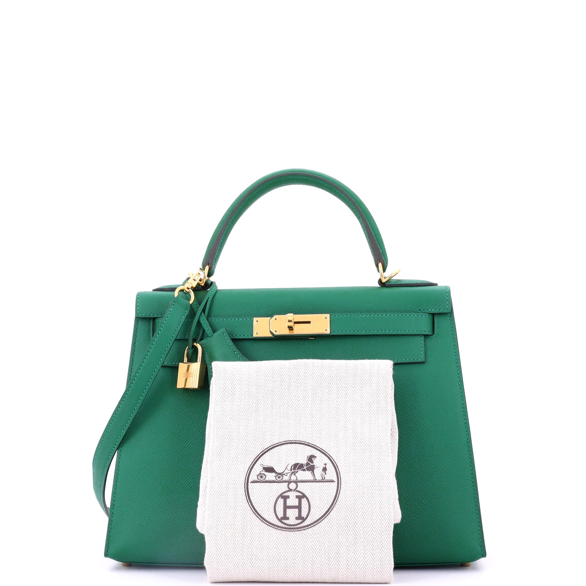 Hermes Kelly Handbag Green Epsom with Gold Hardware 28
