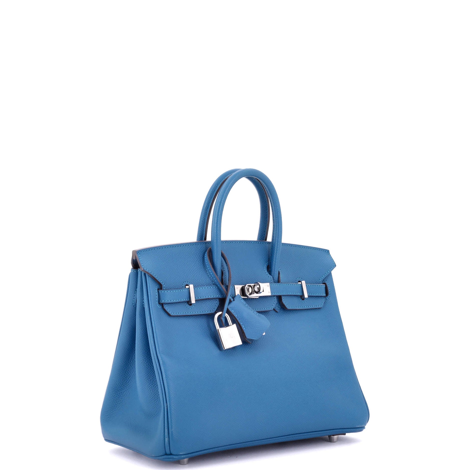 Hermes Birkin Handbag Blue Epsom with Palladium Hardware 25