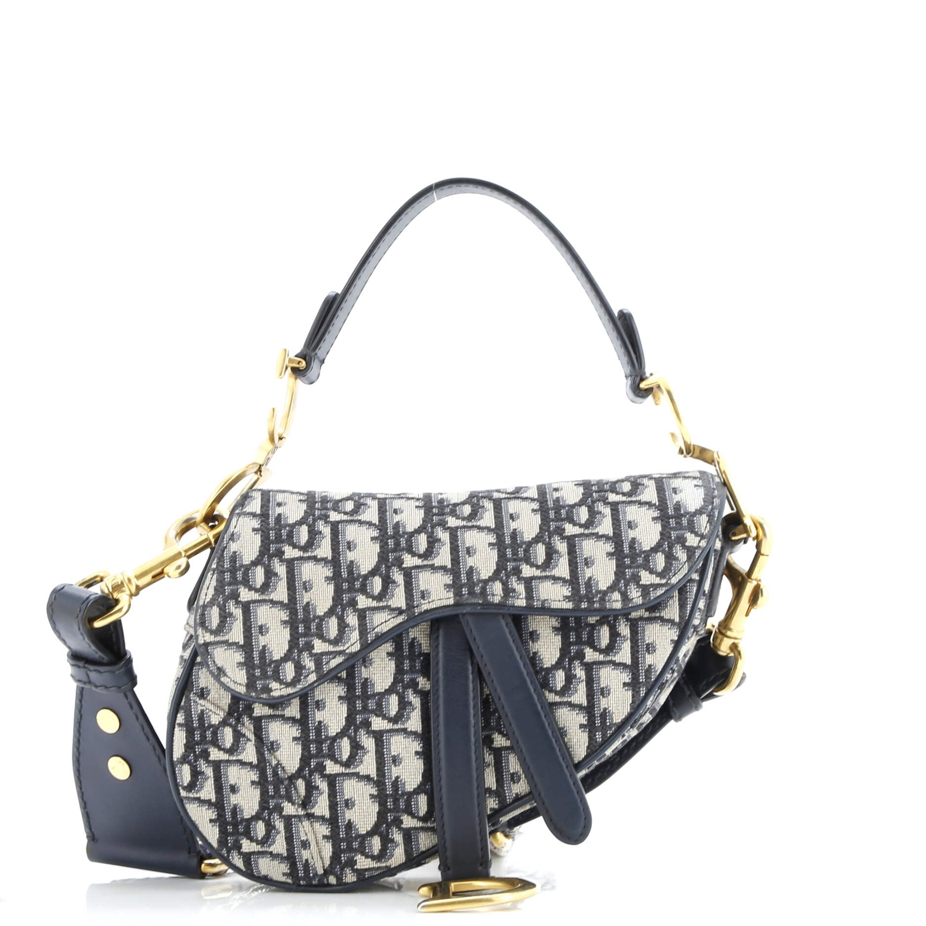 Christian Dior Saddle Handbag with Strap Oblique Canvas Mini