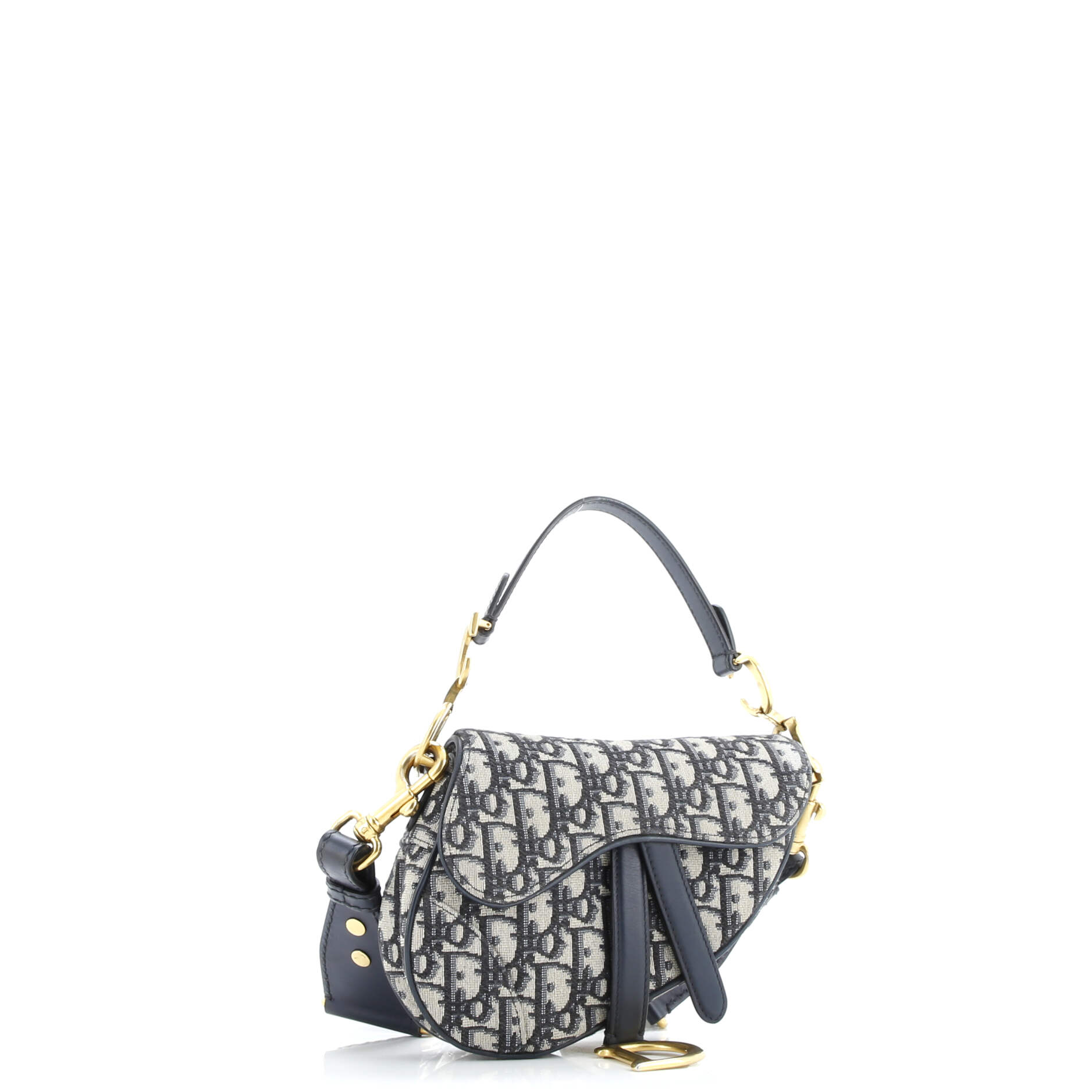 Christian Dior Saddle Handbag with Strap Oblique Canvas Mini