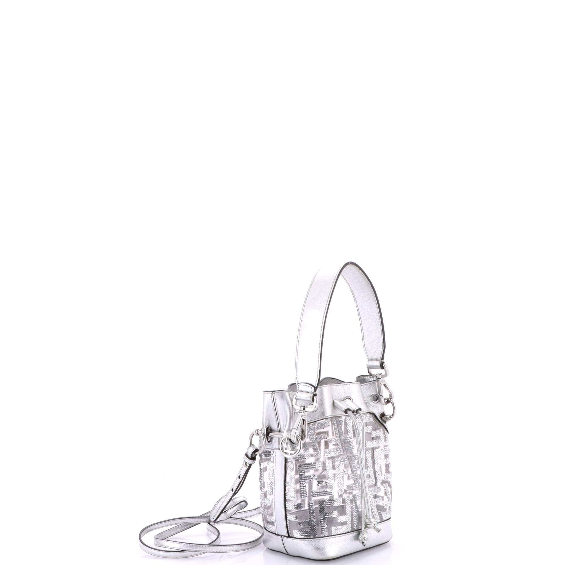 Fendi Mon Tresor Bucket Bag Sequin Zucca Embroidered PVC Mini