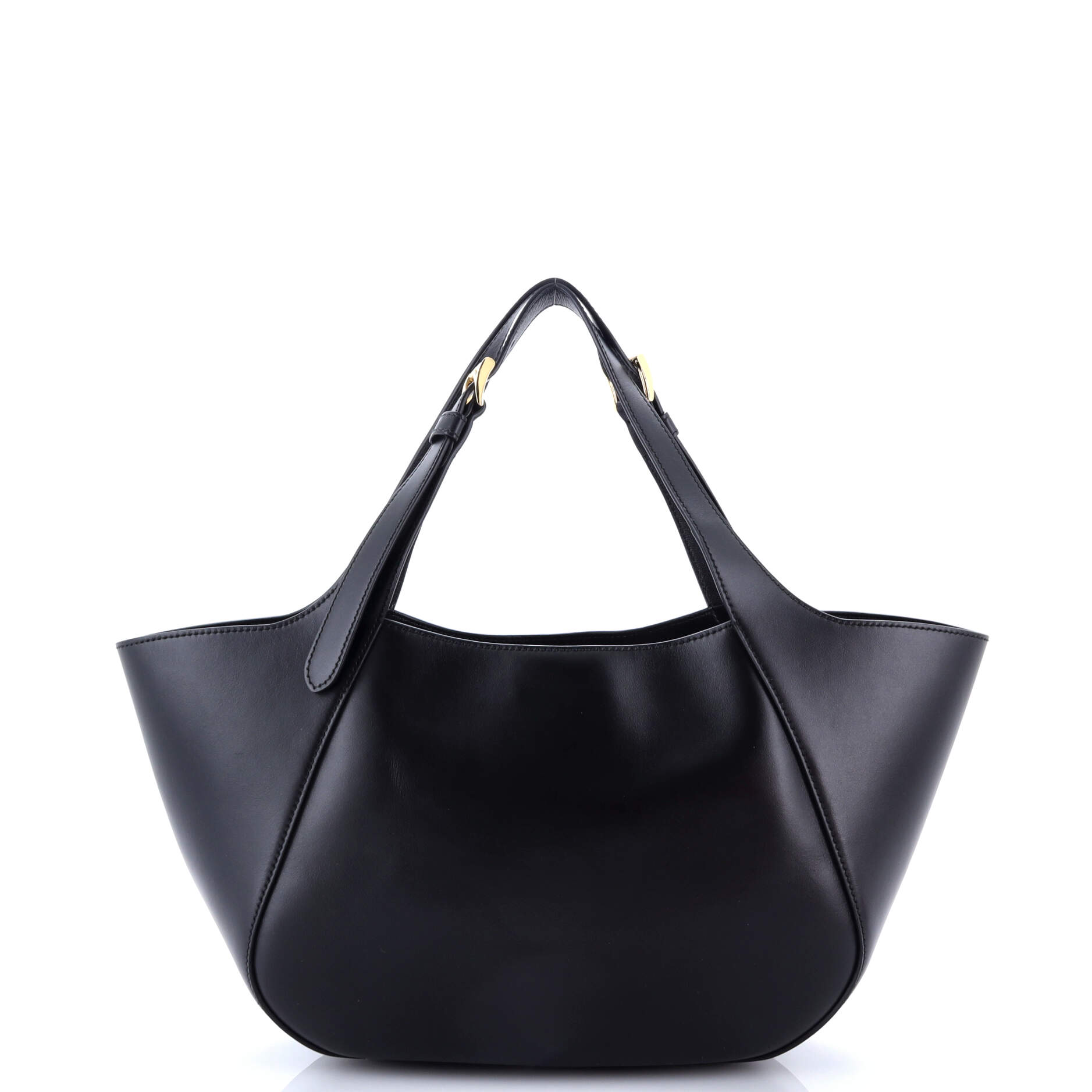 Prada Triangle Logo Buckle Handle Tote City Calfskin Small