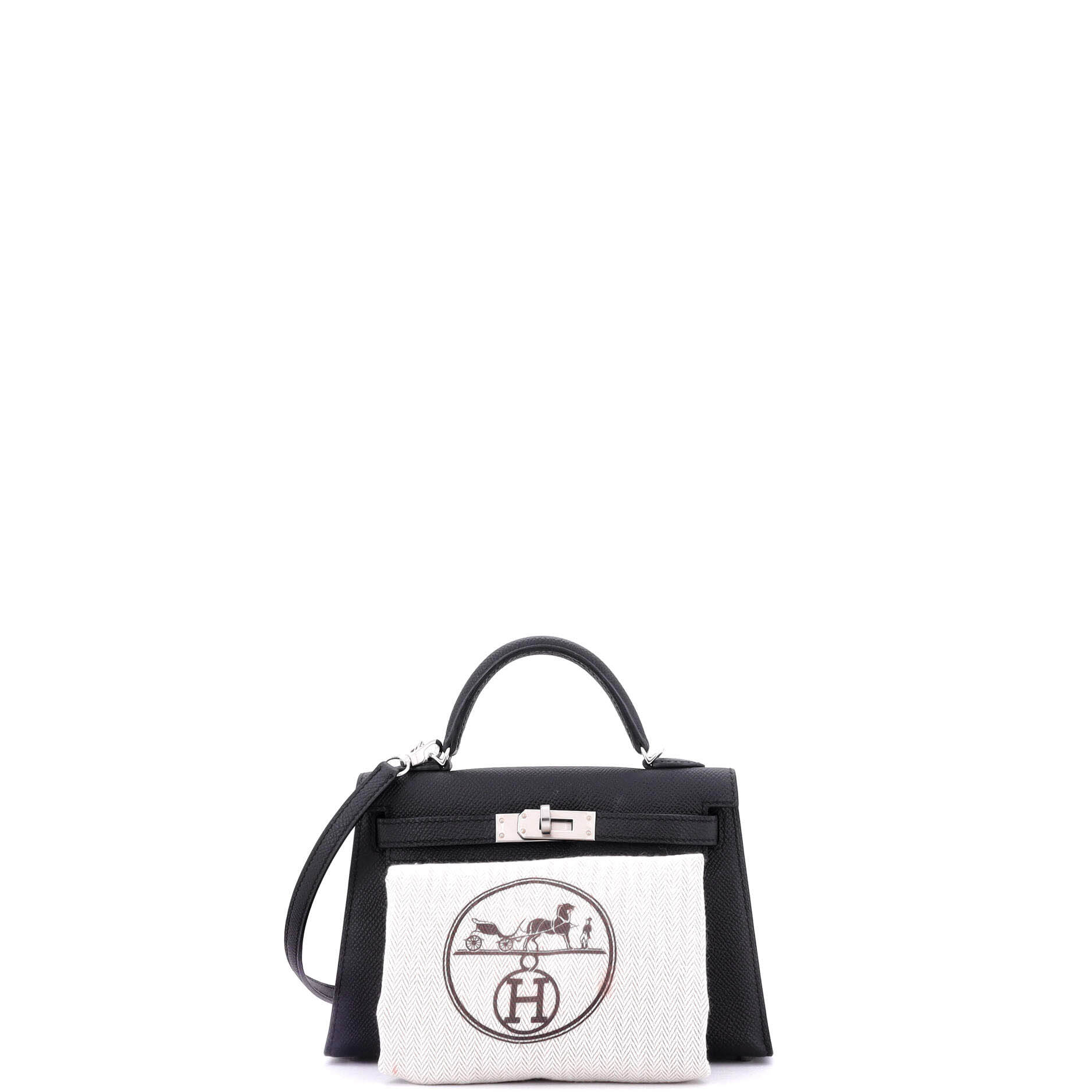 Hermes Kelly Mini II Bag Black Epsom with Palladium Hardware 20