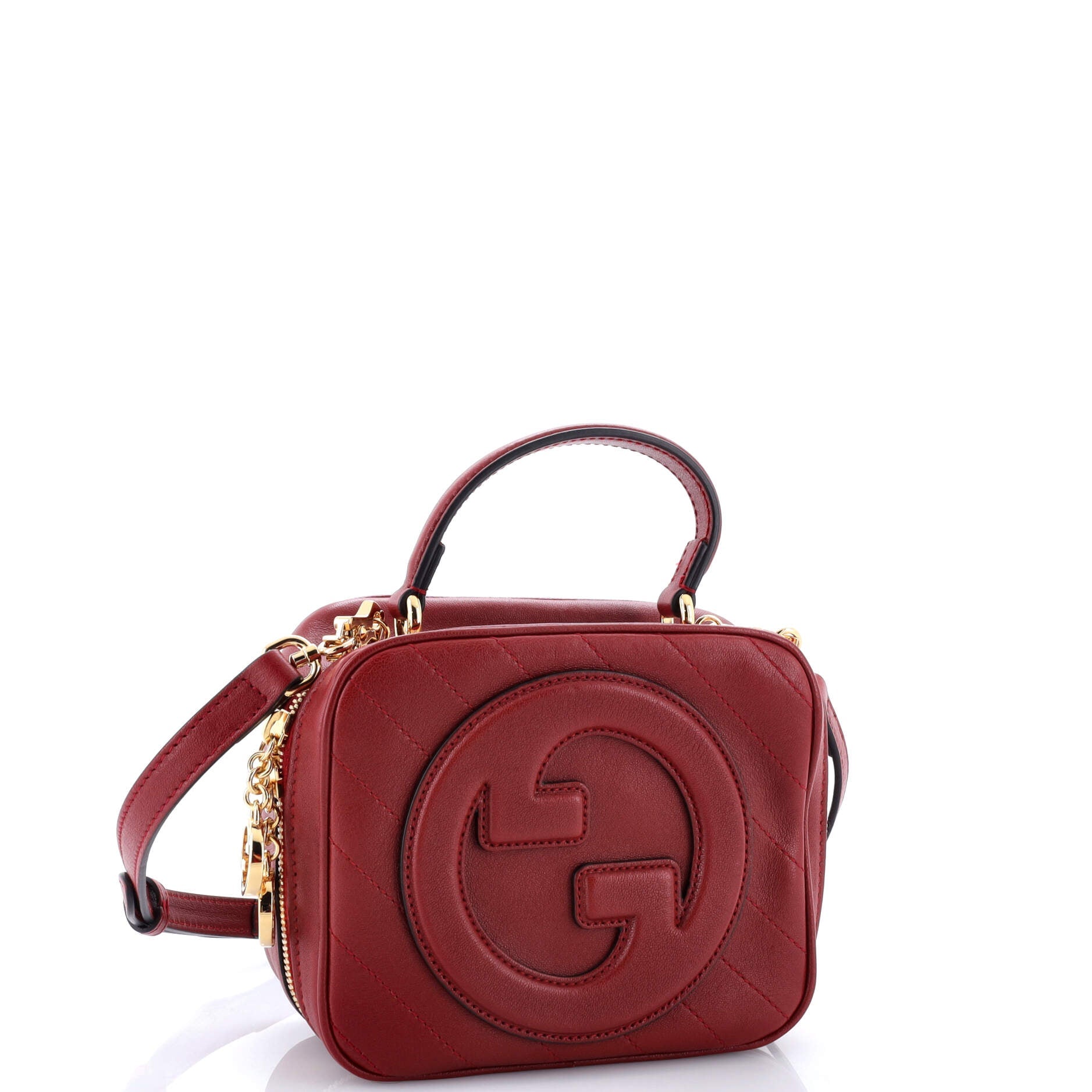 Gucci Blondie NM Top Handle Shoulder Bag Diagonal Quilted Leather