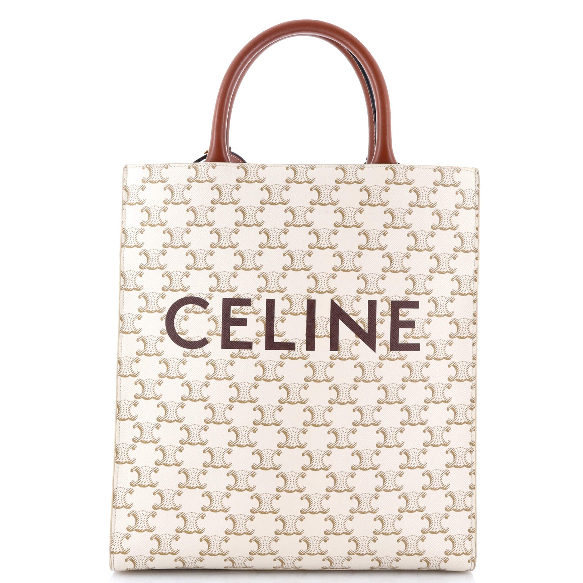 Celine Vertical Cabas Tote Triomphe Coated Canvas Small