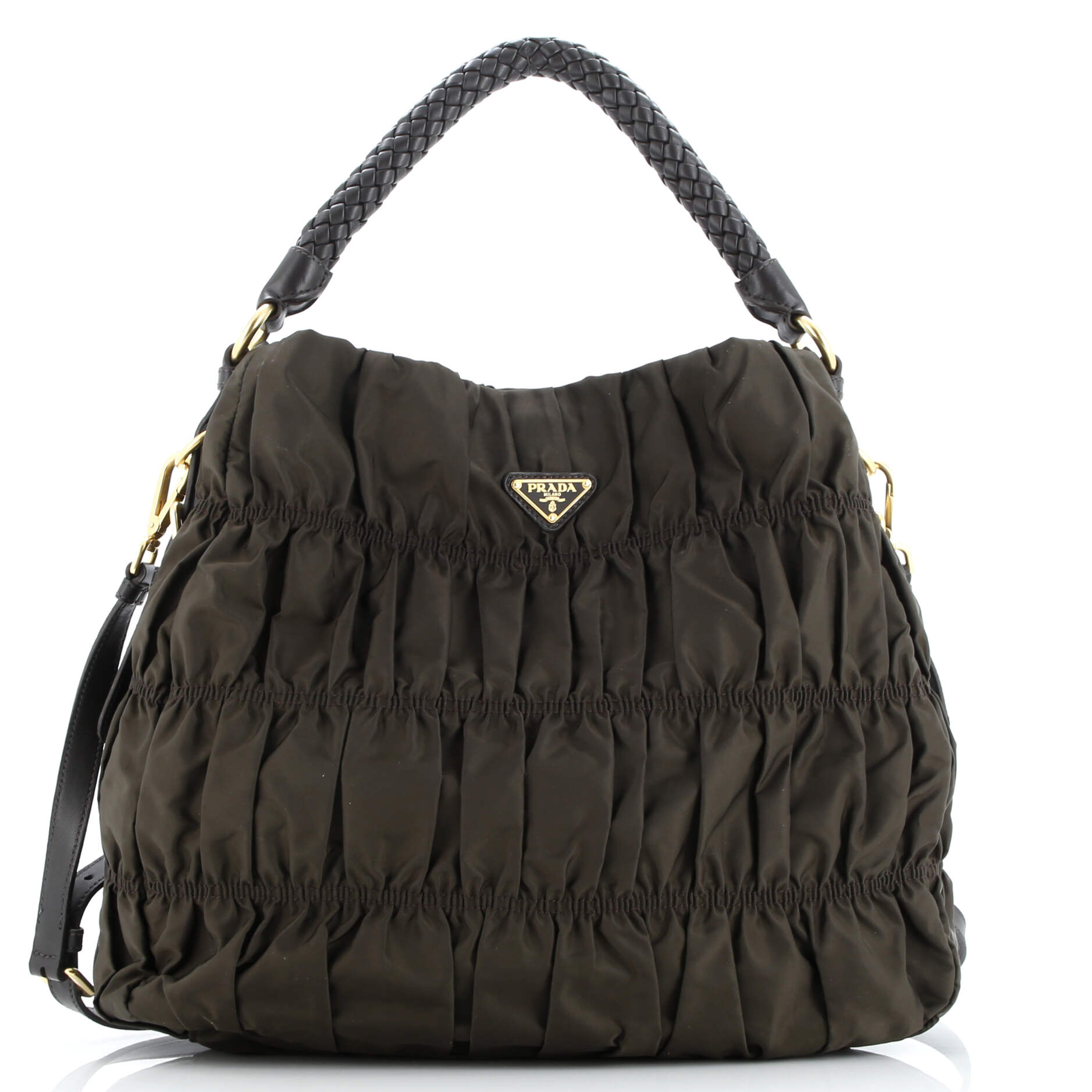 Prada Gaufre Convertible Hobo Tessuto Large