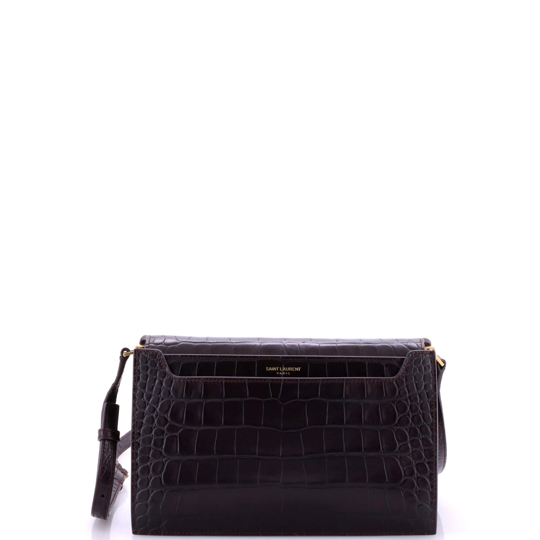 Saint Laurent Catherine Crossbody Bag Crocodile Embossed Leather