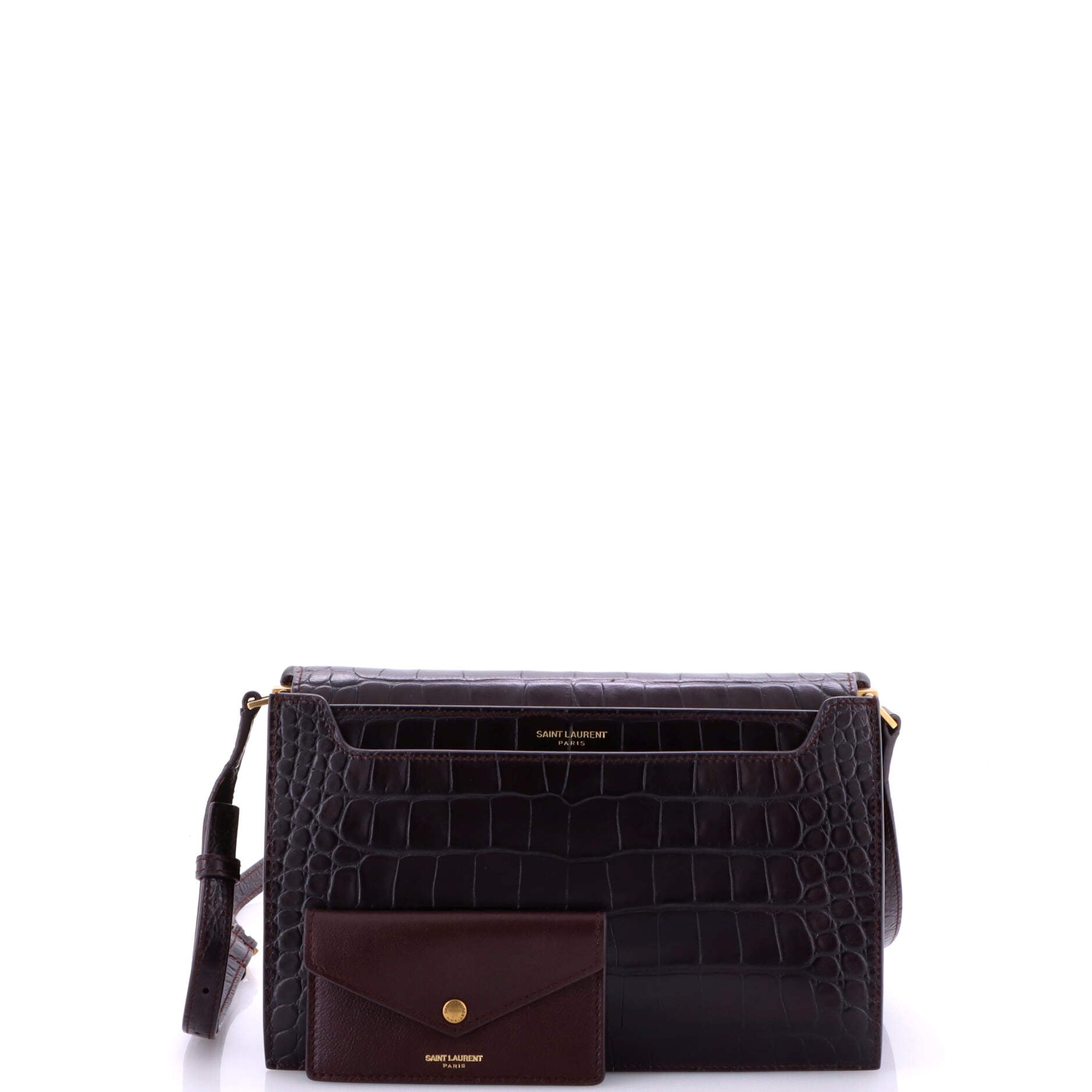 Saint Laurent Catherine Crossbody Bag Crocodile Embossed Leather
