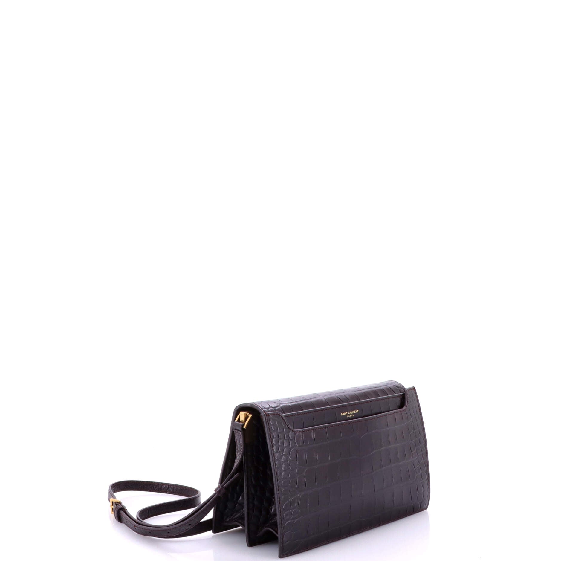 Saint Laurent Catherine Crossbody Bag Crocodile Embossed Leather