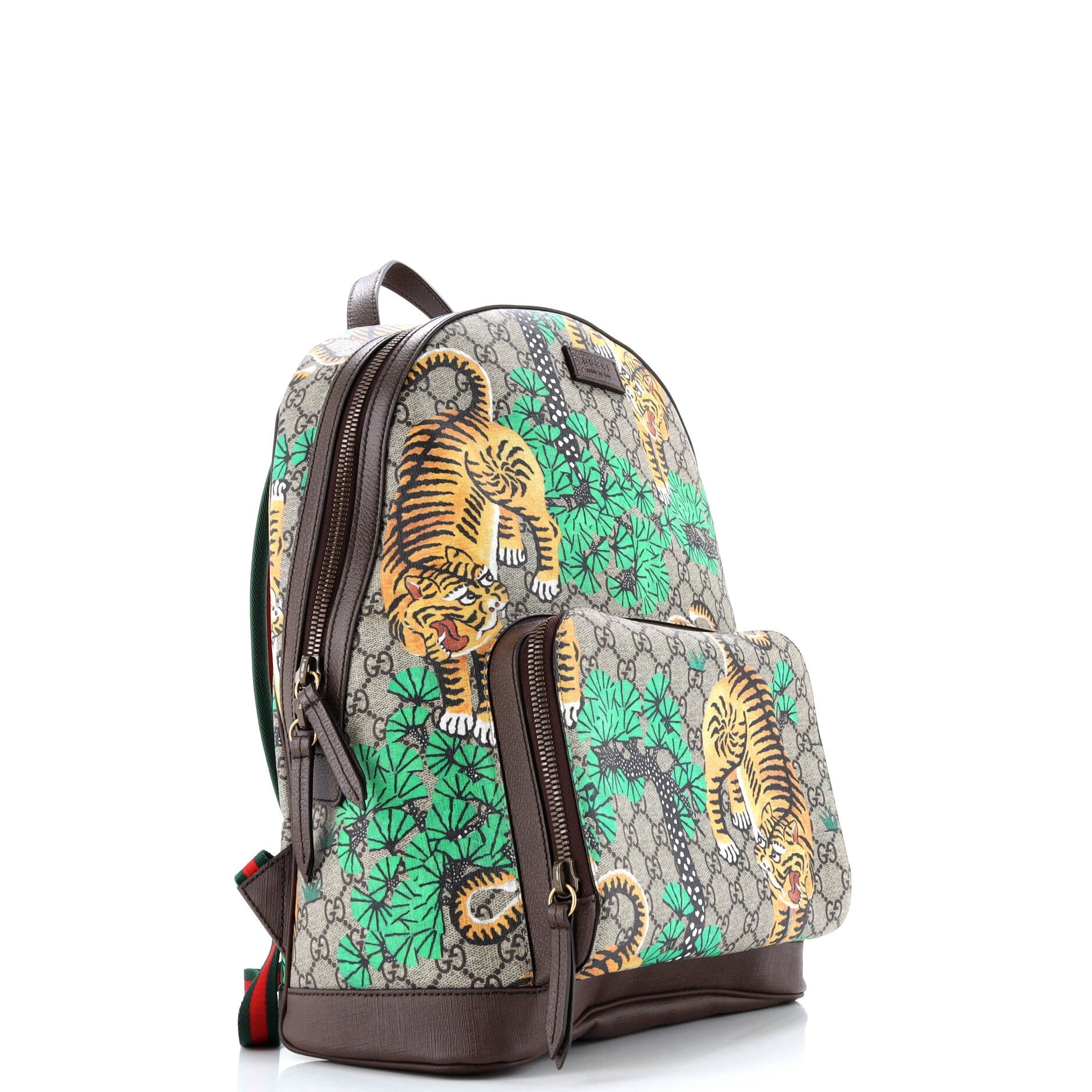 Gucci Zip Pocket Backpack Bengal Print GG Coated Canvas Medium