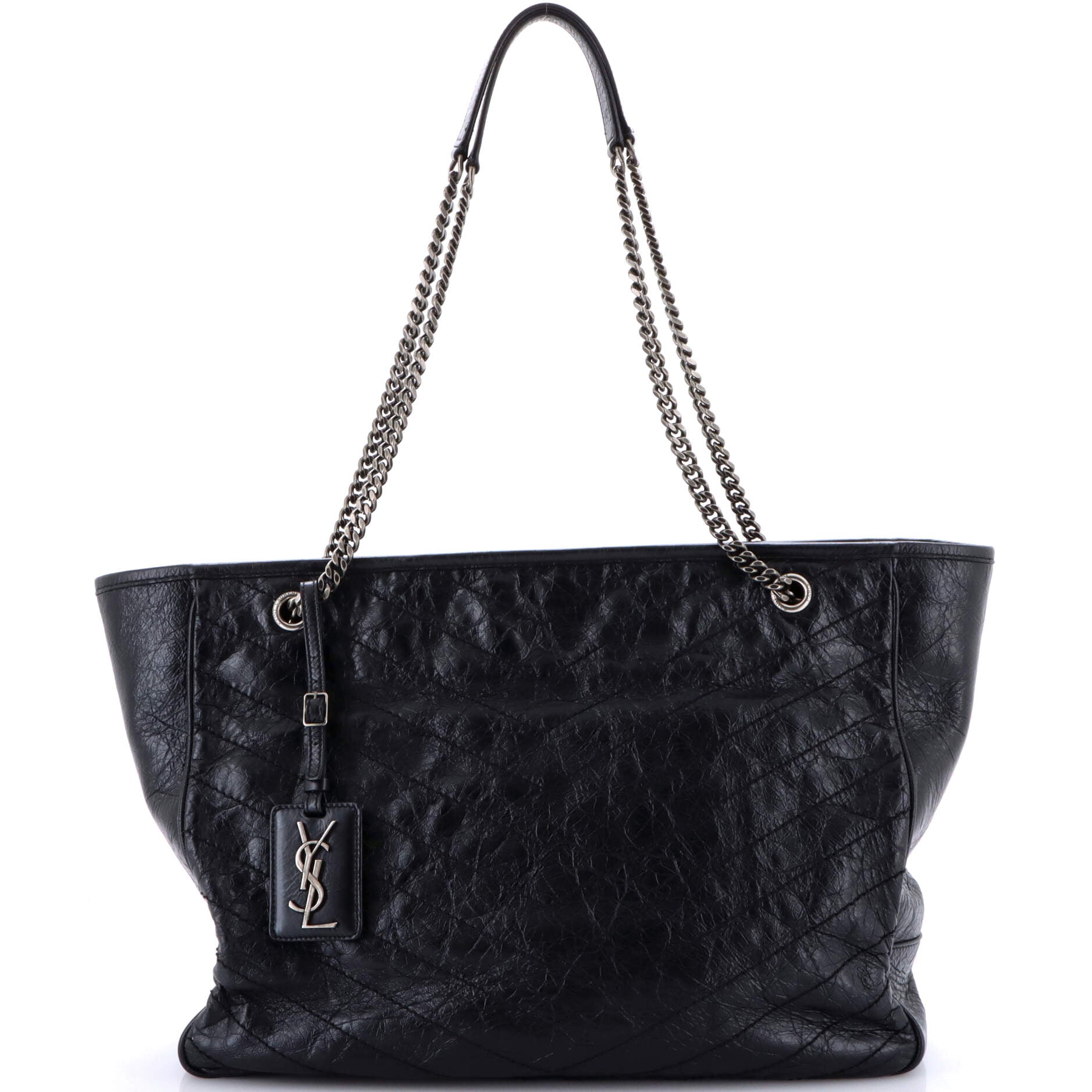 Saint Laurent Niki Zip Shopping Tote Matelasse Chevron Leather Large