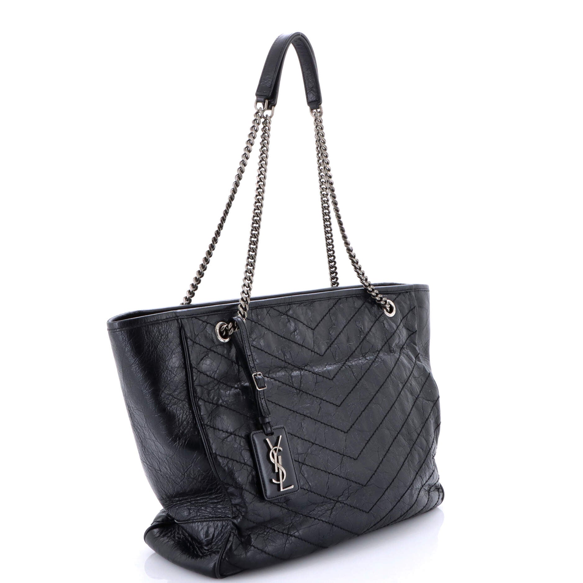 Saint Laurent Niki Zip Shopping Tote Matelasse Chevron Leather Large