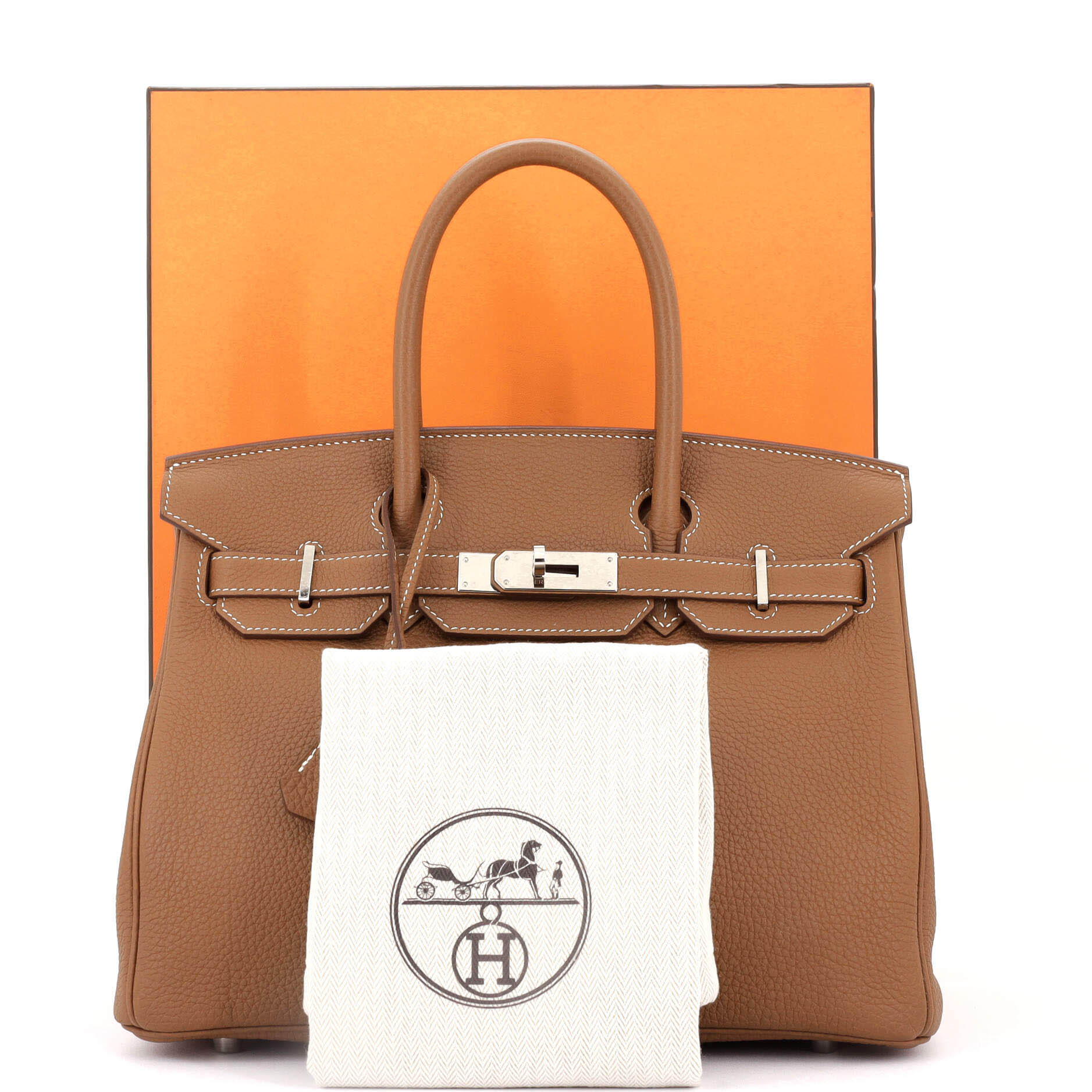 Hermes Birkin Handbag Brown Togo with Palladium Hardware 30