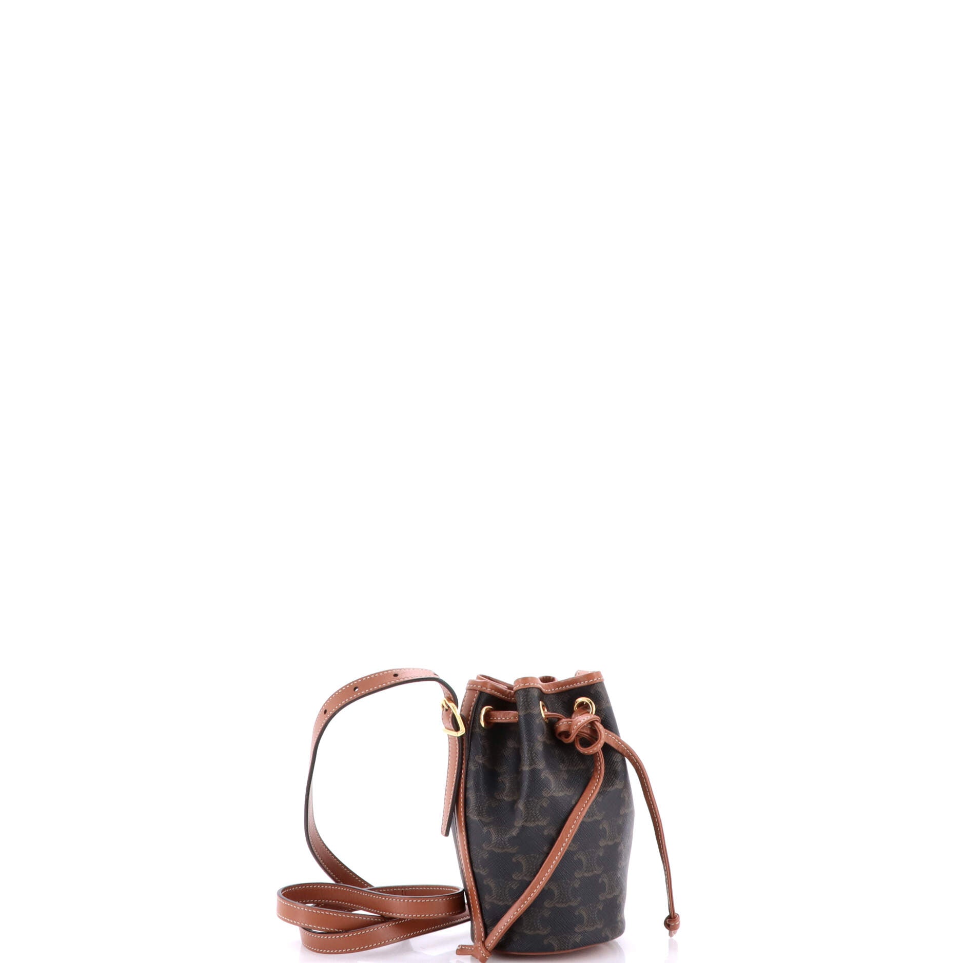 Celine Drawstring Bucket Bag Triomphe Coated Canvas Mini