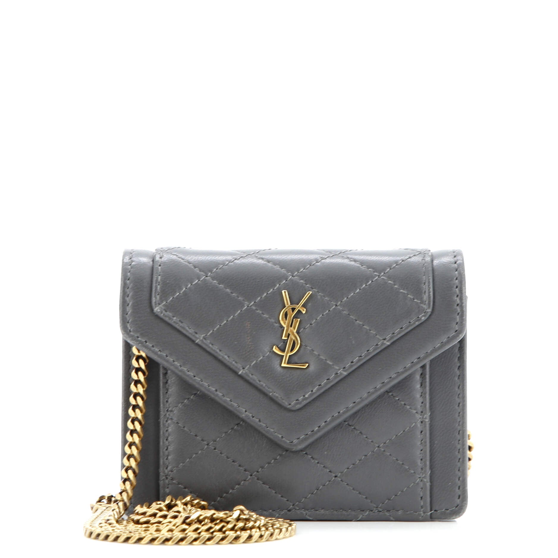 Saint Laurent Gaby Envelope Chain Crossbody Bag Quilted Leather Micro