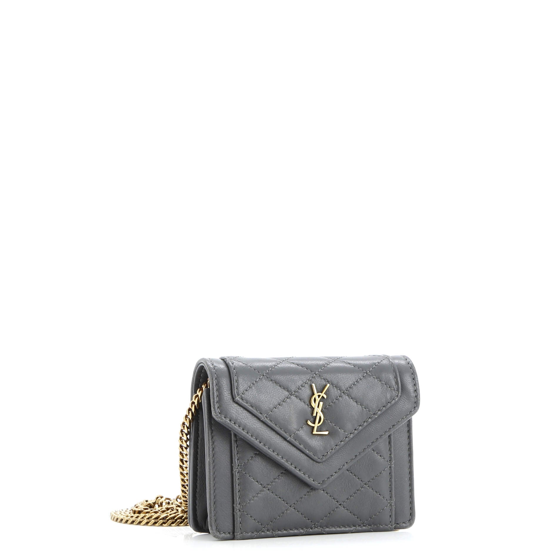 Saint Laurent Gaby Envelope Chain Crossbody Bag Quilted Leather Micro