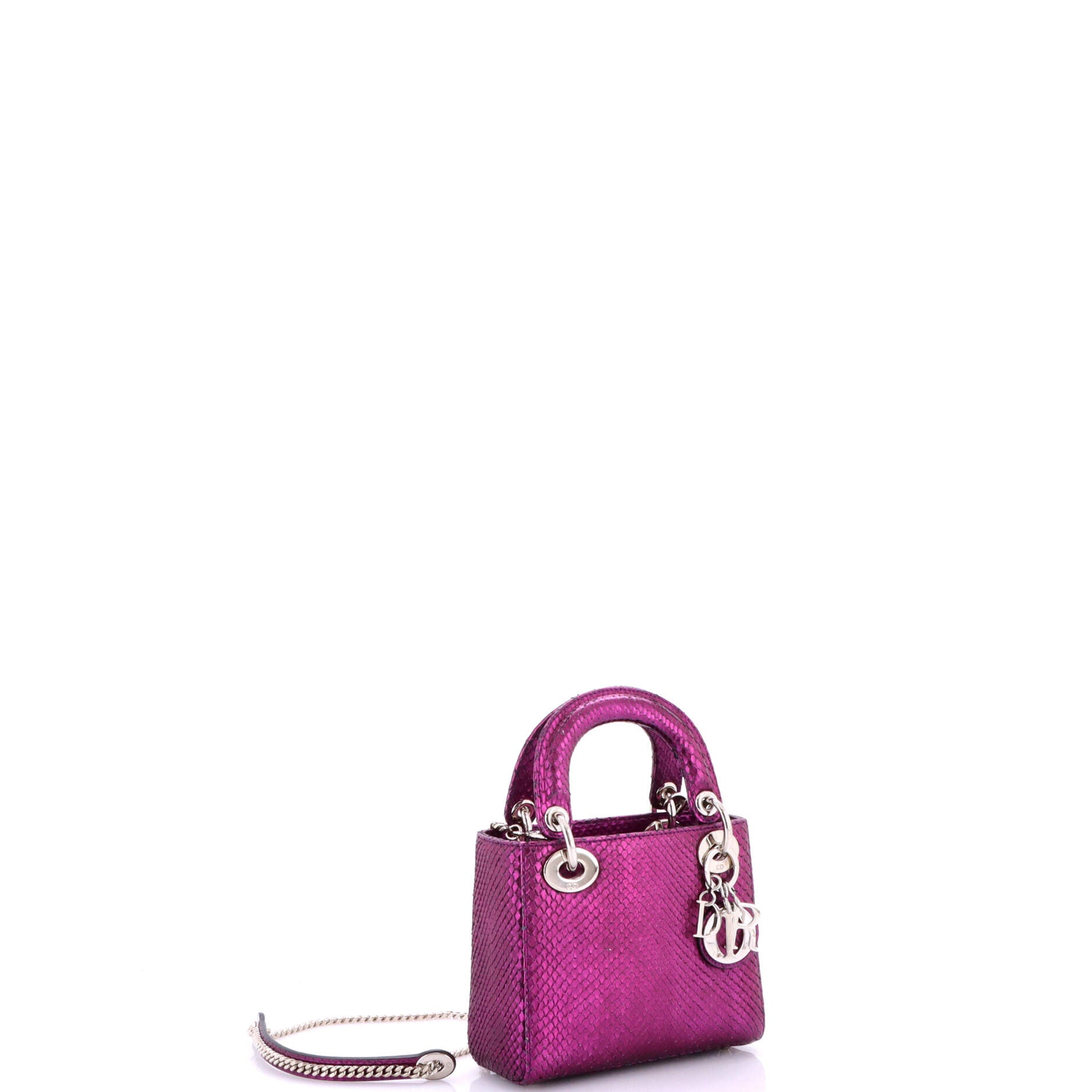 Christian Dior Lady Dior Chain Bag Metallic Snakeskin Mini