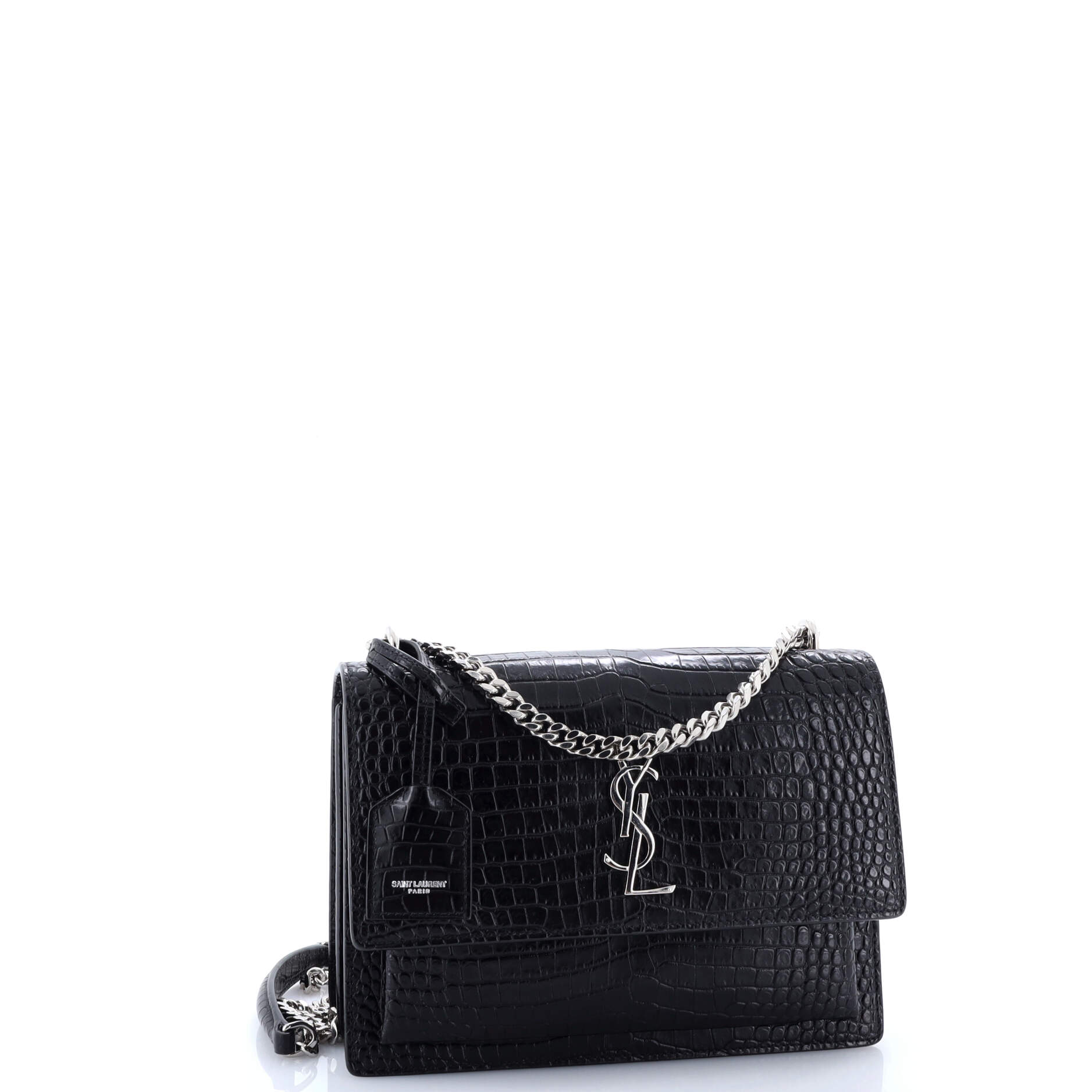 Saint Laurent Sunset Crossbody Bag Crocodile Embossed Leather Medium