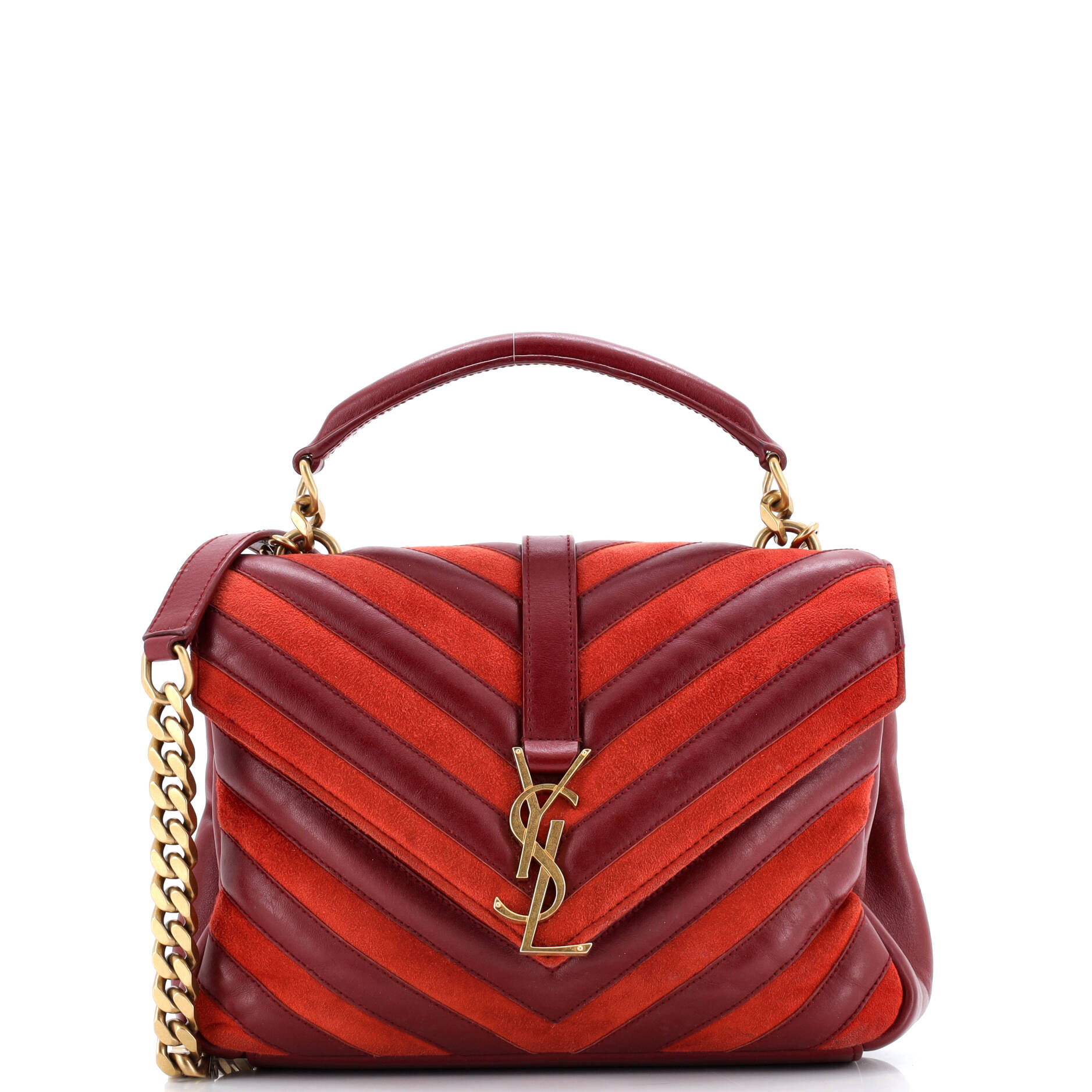 Saint Laurent Classic Monogram College Bag Matelasse Chevron Leather and Suede Medium