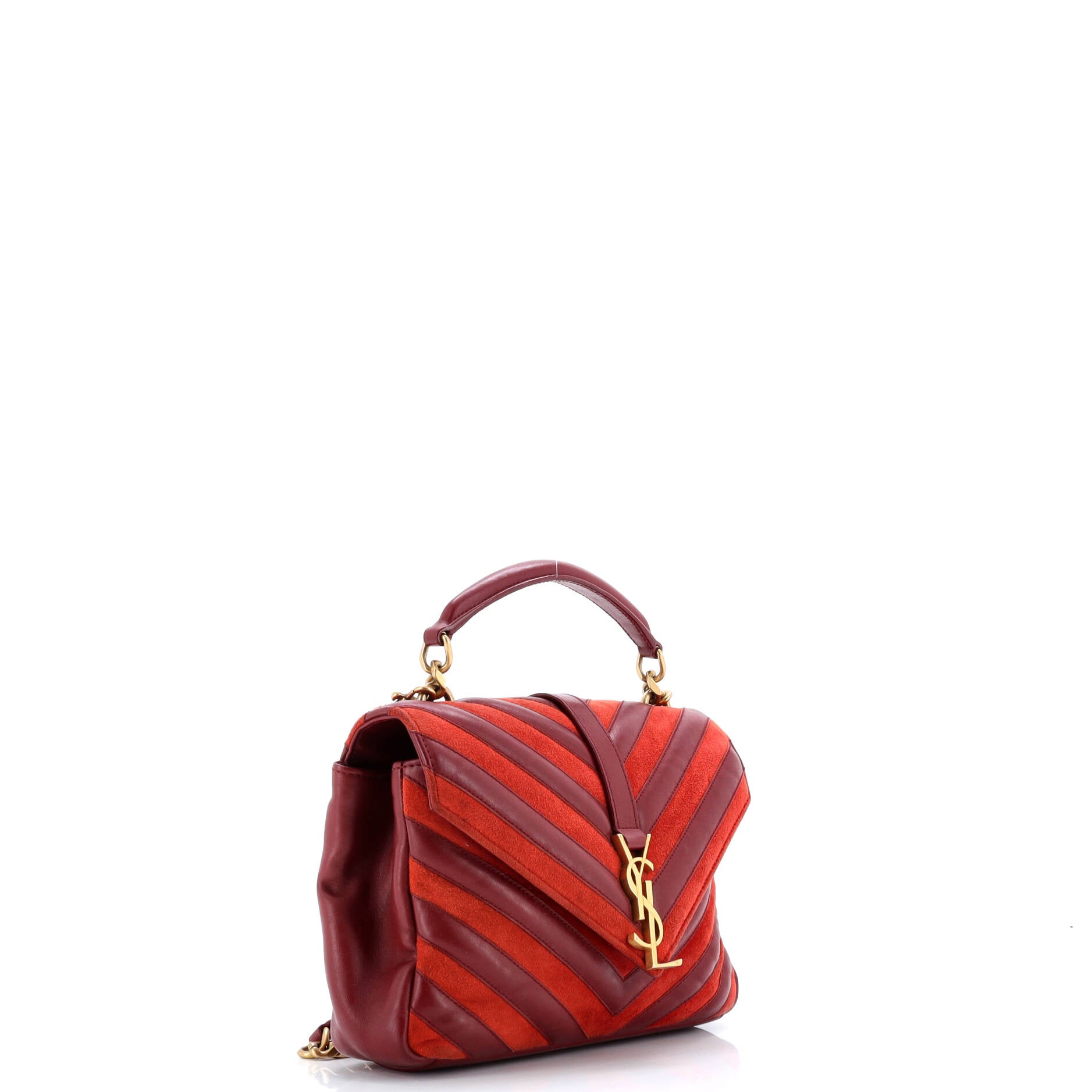 Saint Laurent Classic Monogram College Bag Matelasse Chevron Leather and Suede Medium