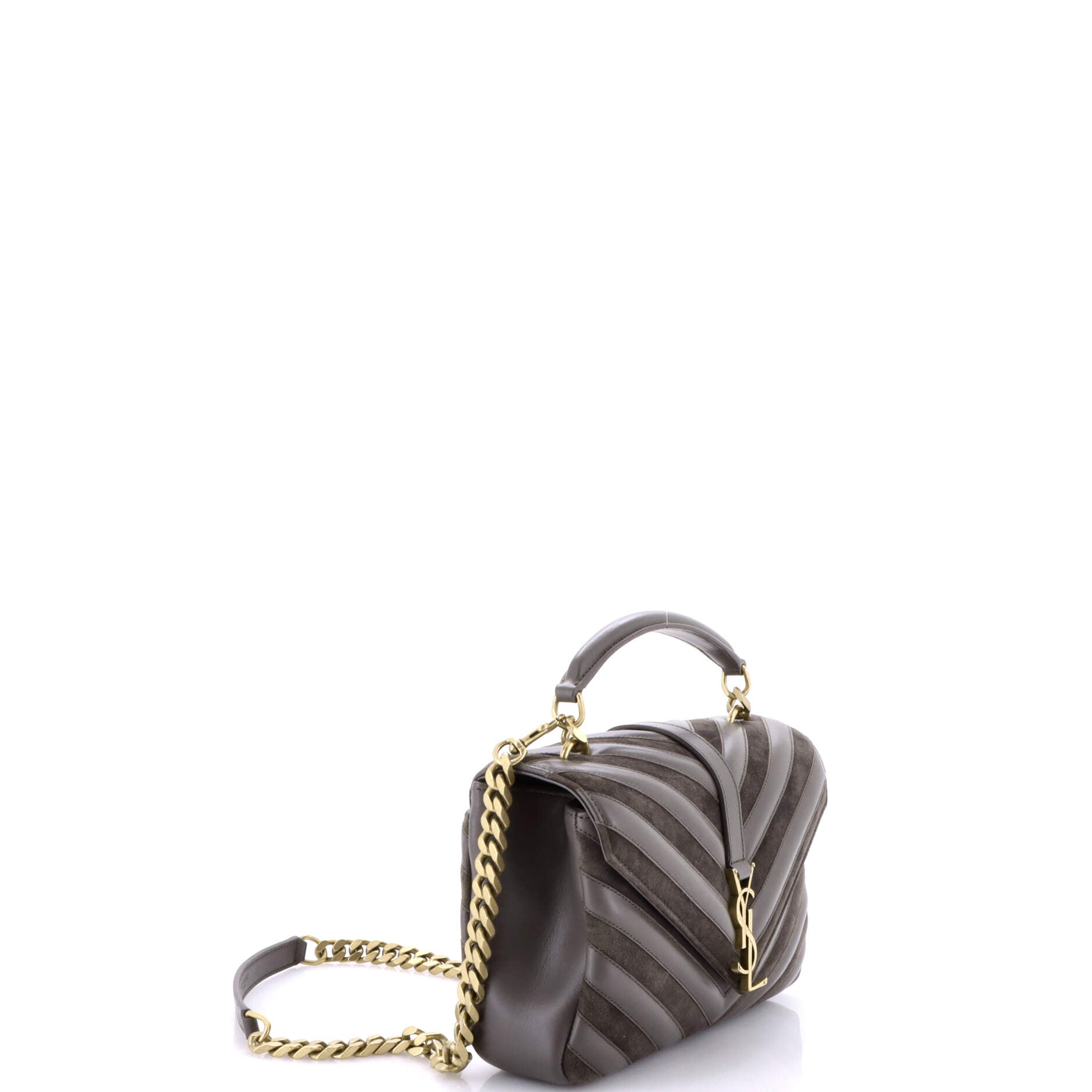 Saint Laurent Classic Monogram College Bag Matelasse Chevron Leather and Suede Medium