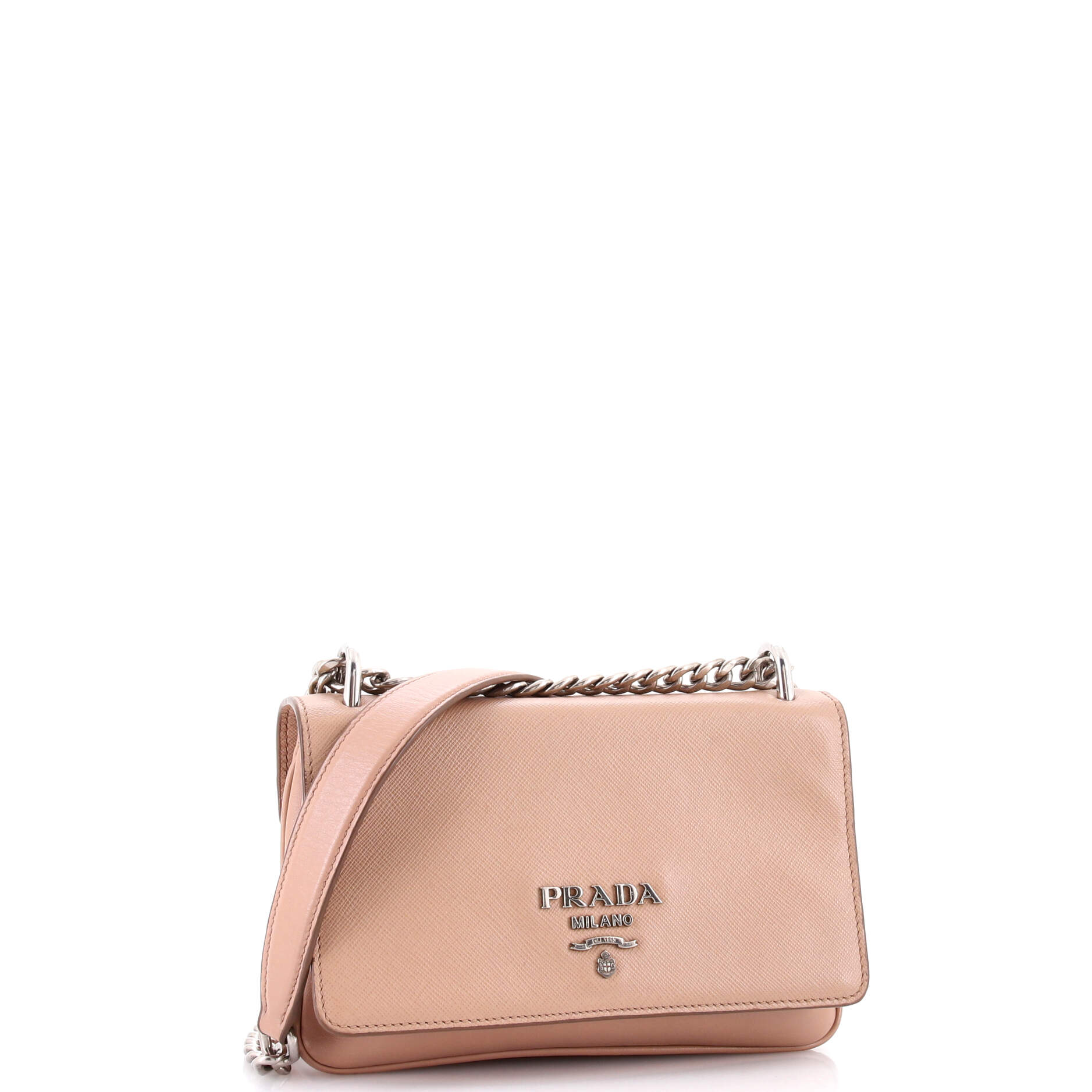 Prada Chain Flap Crossbody Bag Saffiano and Soft Calf Small