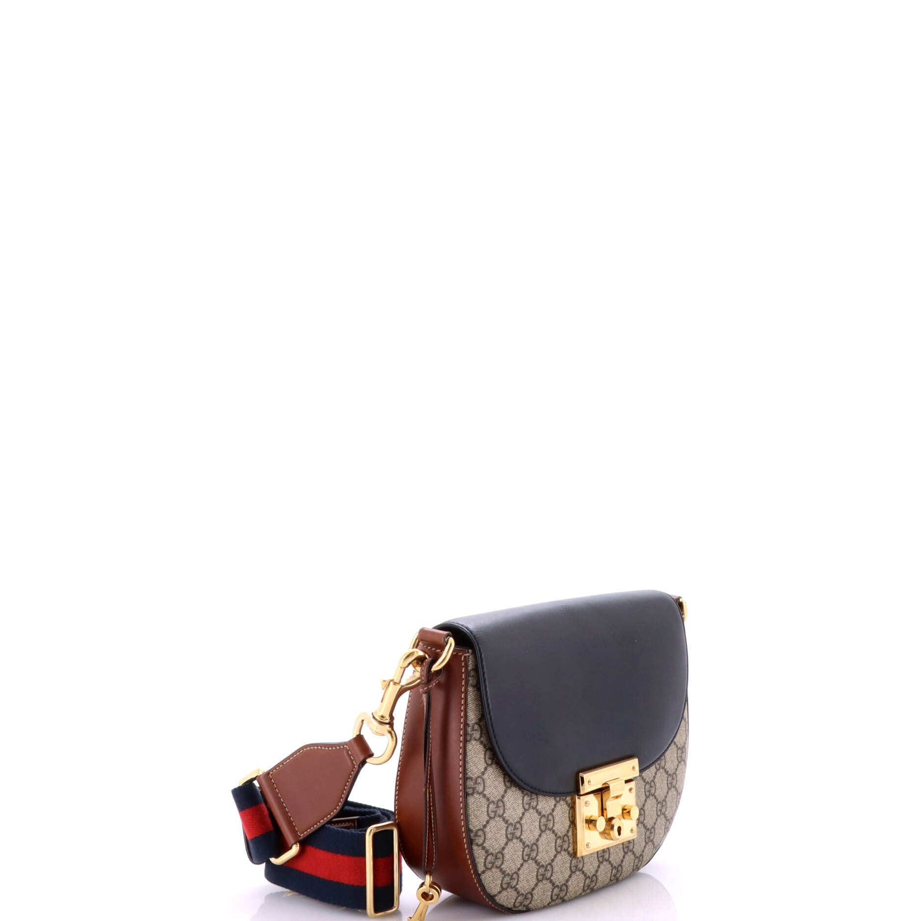 Gucci Padlock Saddle Shoulder Bag GG Coated Canvas and Leather Medium