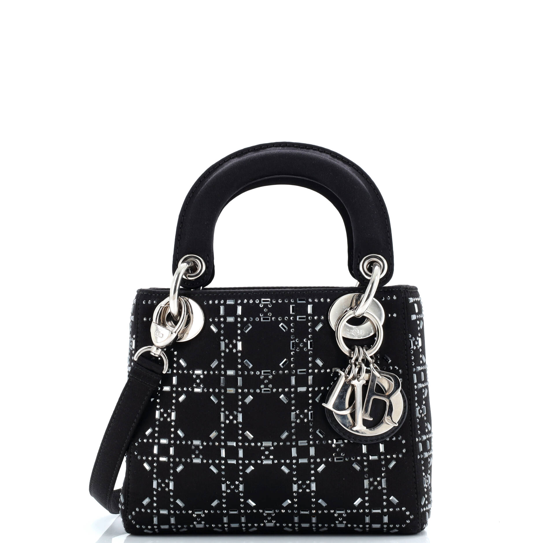 Christian Dior Lady Dior Bag Crystal Embellished Cannage Quilt Satin Mini