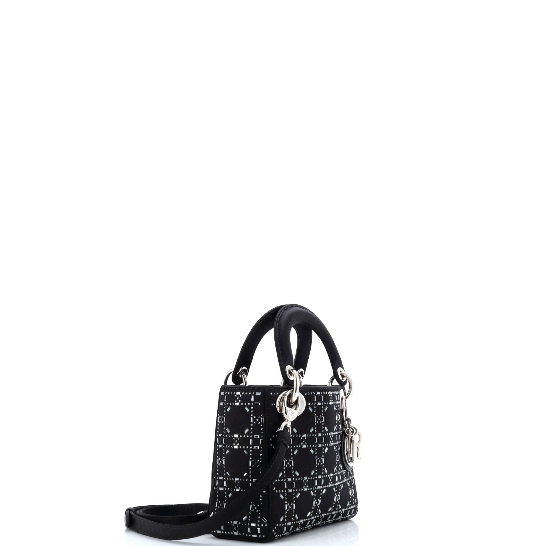 Christian Dior Lady Dior Bag Crystal Embellished Cannage Quilt Satin Mini
