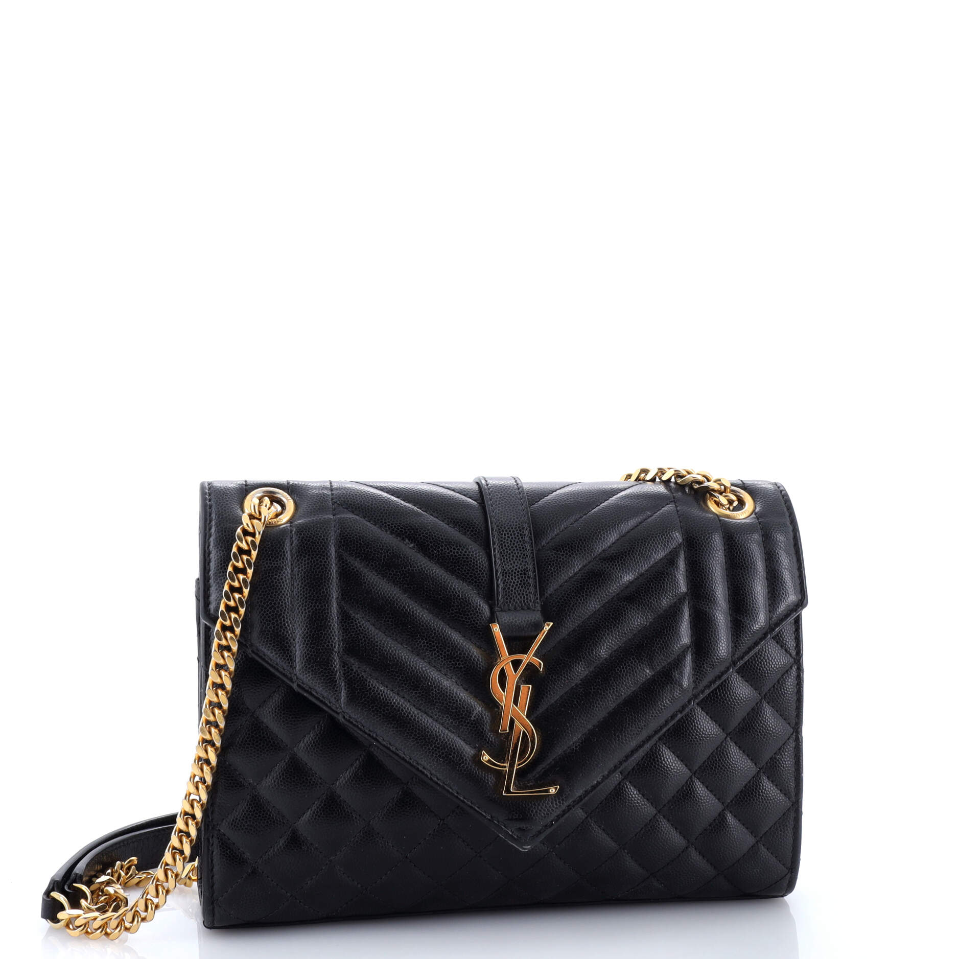 Saint Laurent Classic Monogram Envelope Satchel Mixed Matelasse Leather Medium