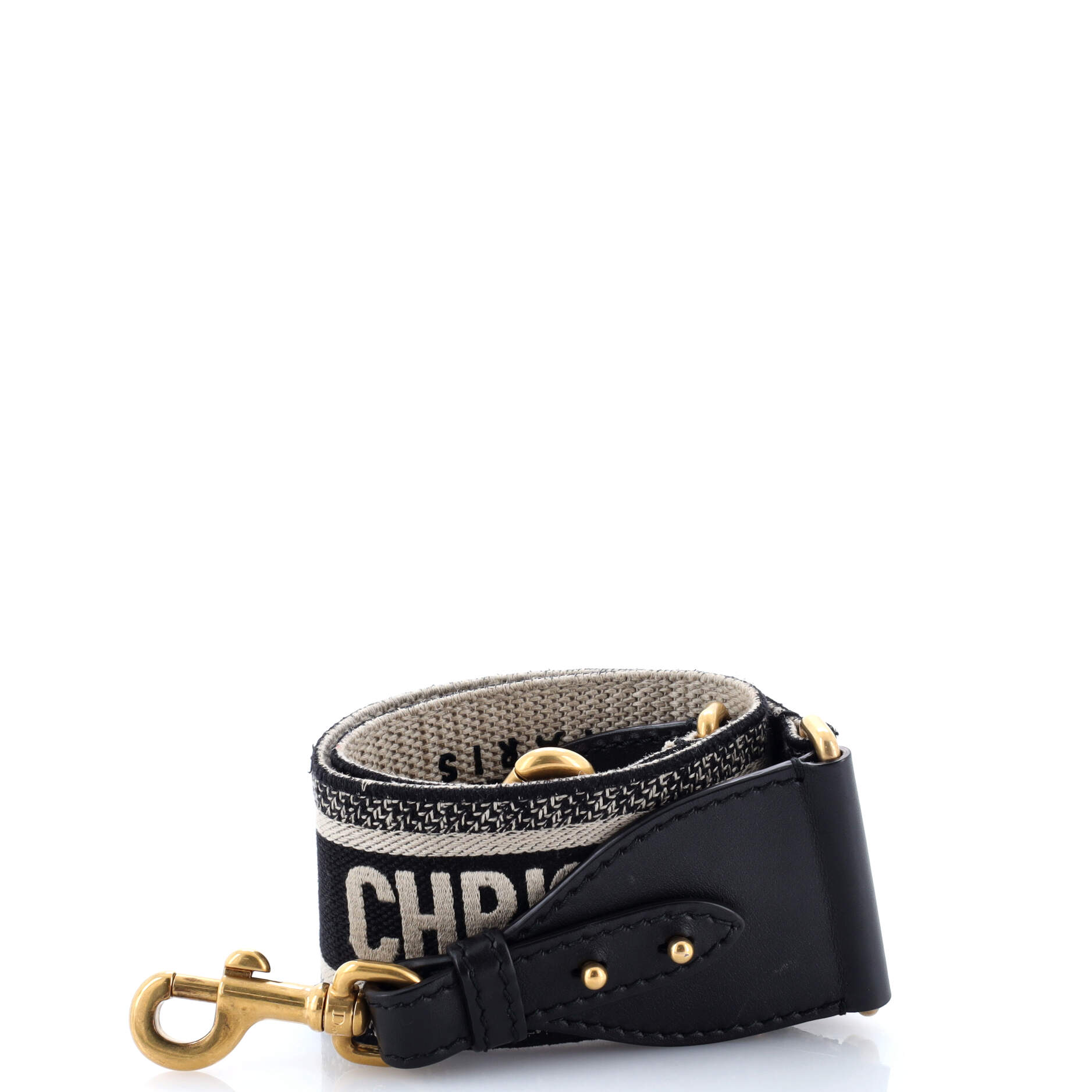 Christian Dior Logo Shoulder Strap Embroidered Canvas