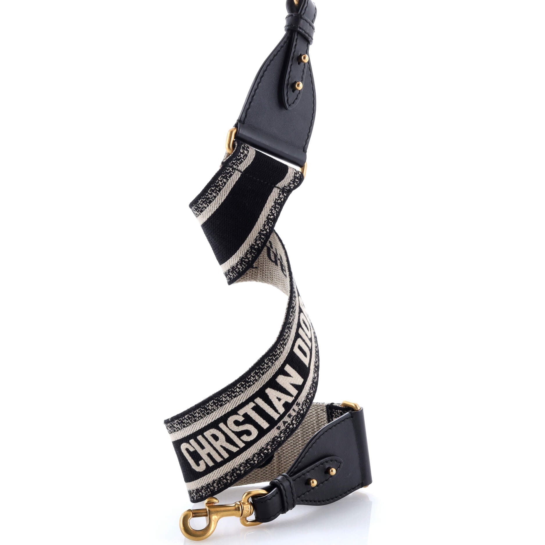 Christian Dior Logo Shoulder Strap Embroidered Canvas
