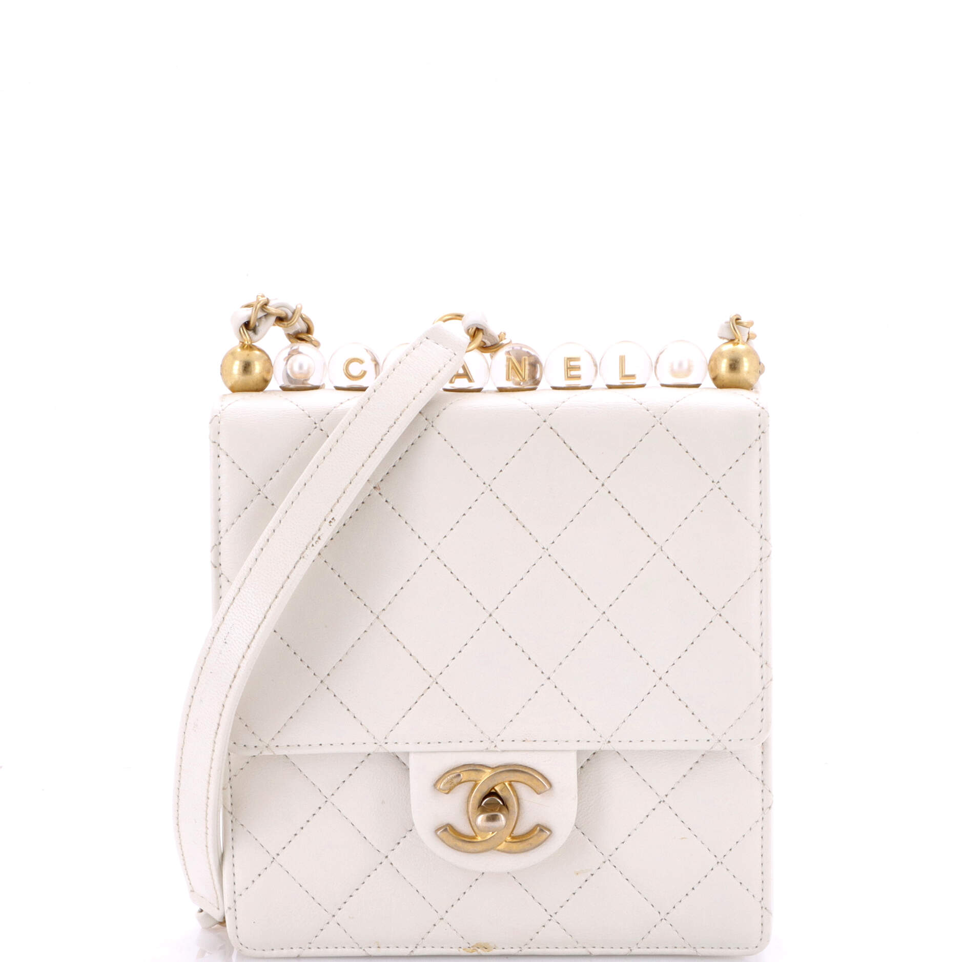Chanel Chic Pearls Flap Bag Quilted Goatskin with Acrylic Beads Mini