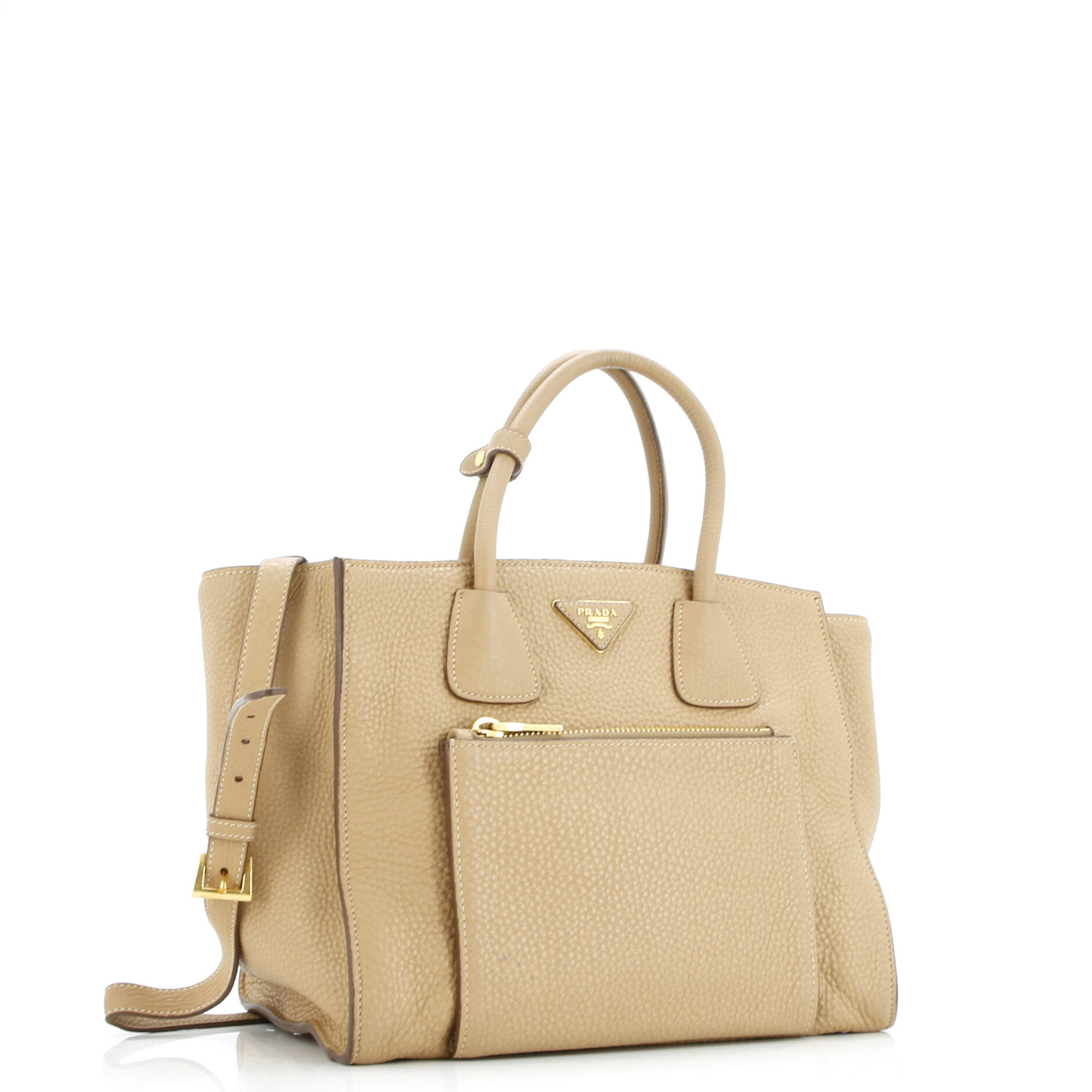 Prada Front Pocket Wing Convertible Tote Vitello Daino