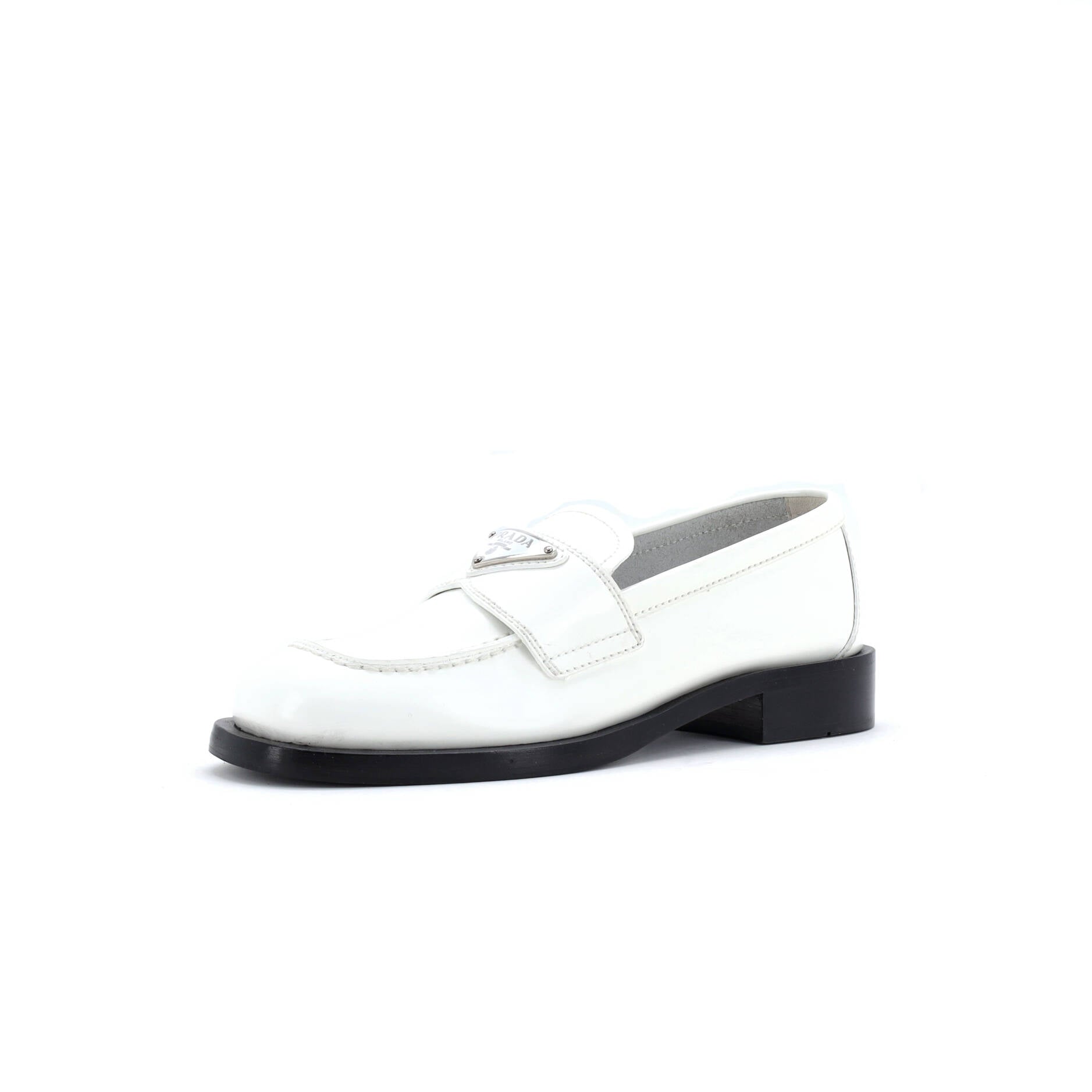 Prada Women's Triangle Logo Loafers Spazzolato Leather