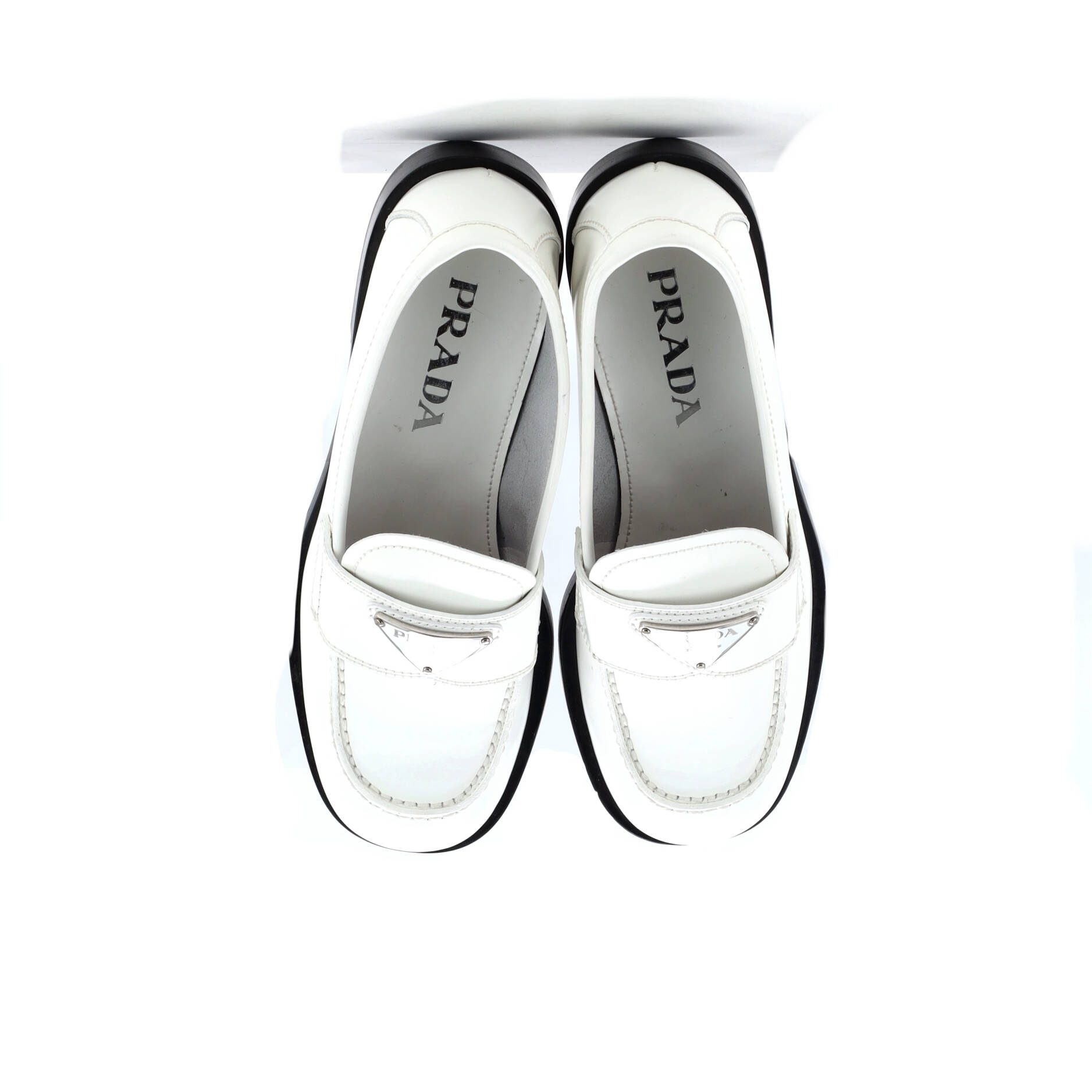 Prada Women's Triangle Logo Loafers Spazzolato Leather