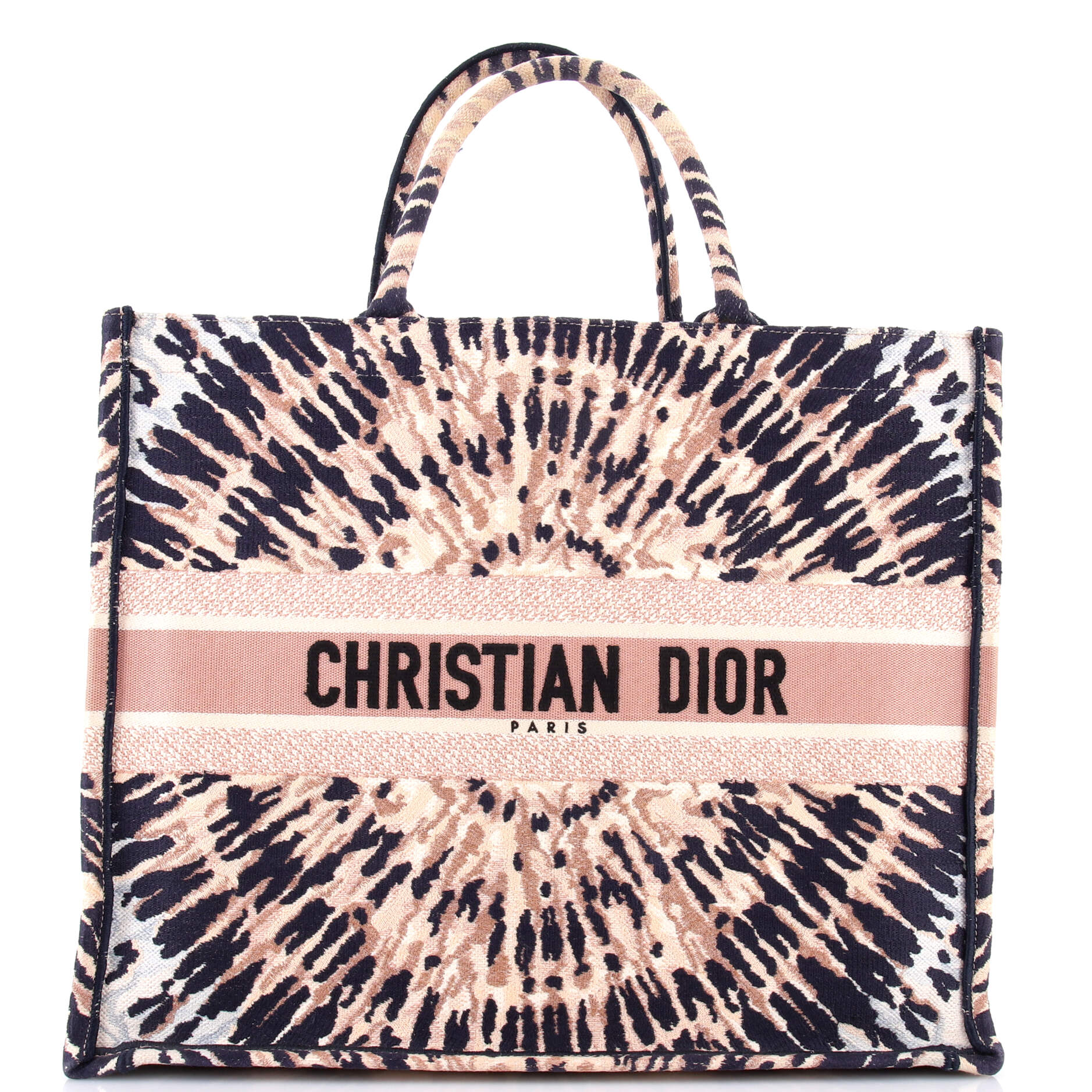 Christian Dior Book Tote Embroidered Canvas Large